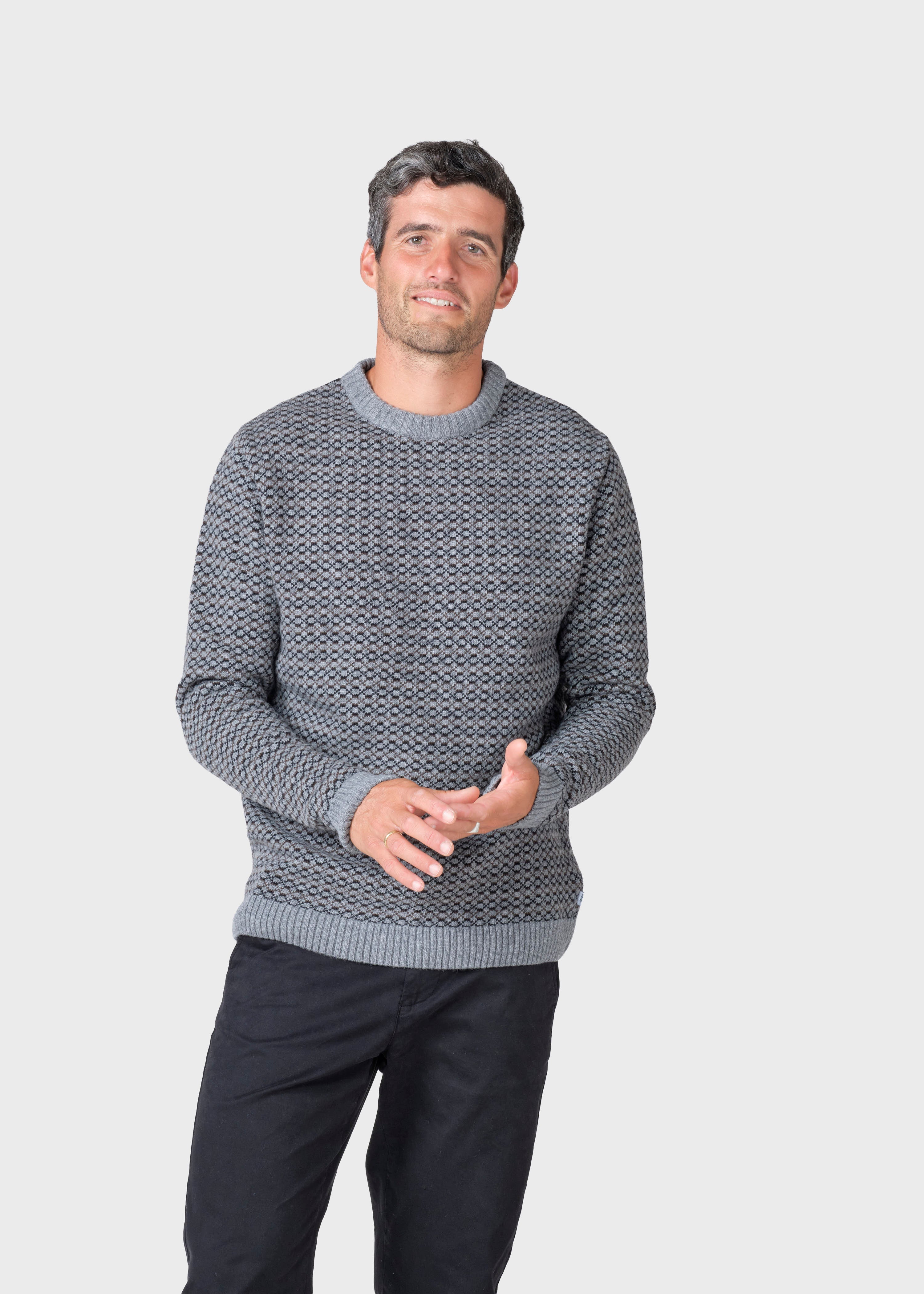 Asger Knit - Light Grey/black/taupe