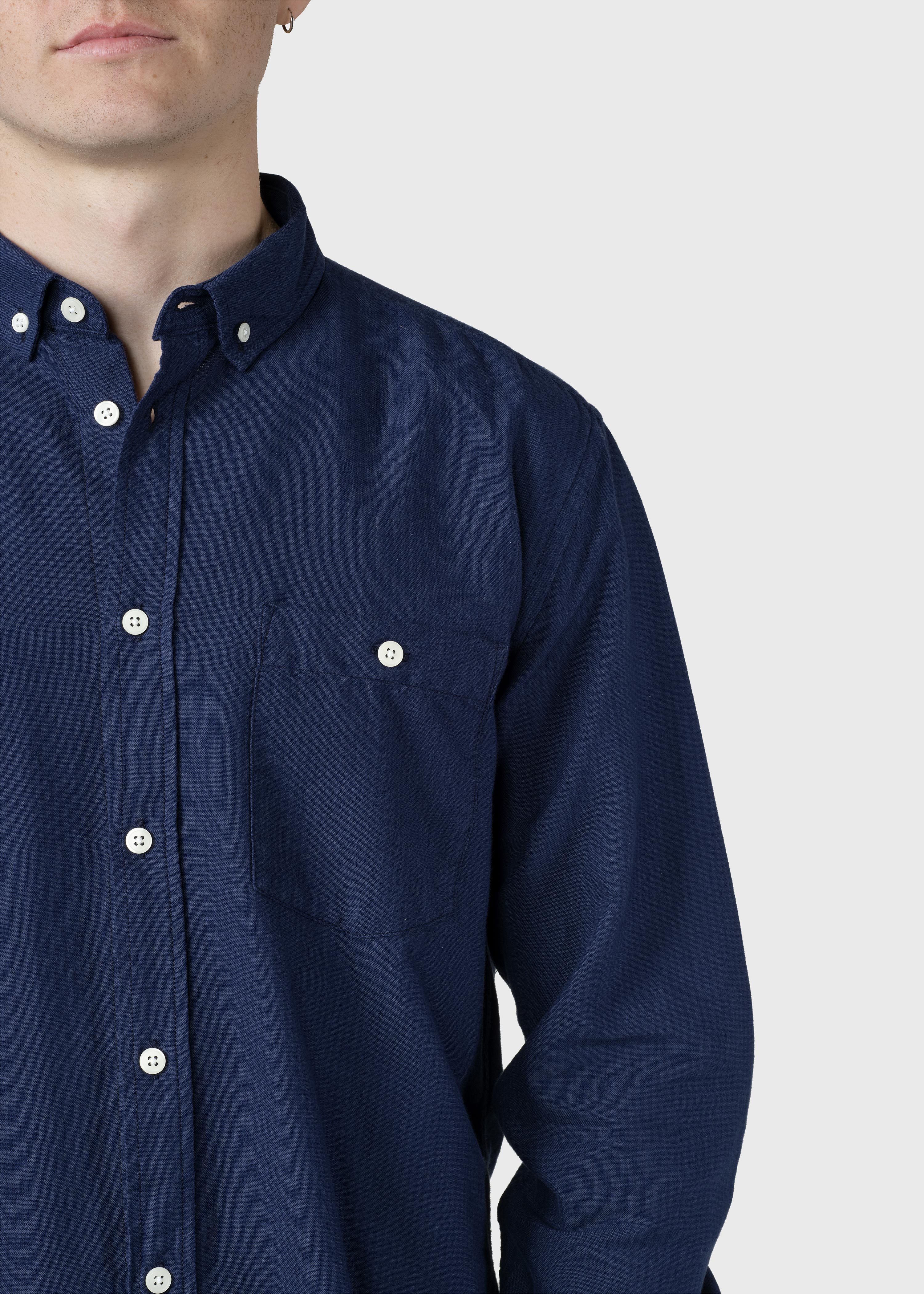 Benjamin Striped Shirt - White/navy/ocean Overdye