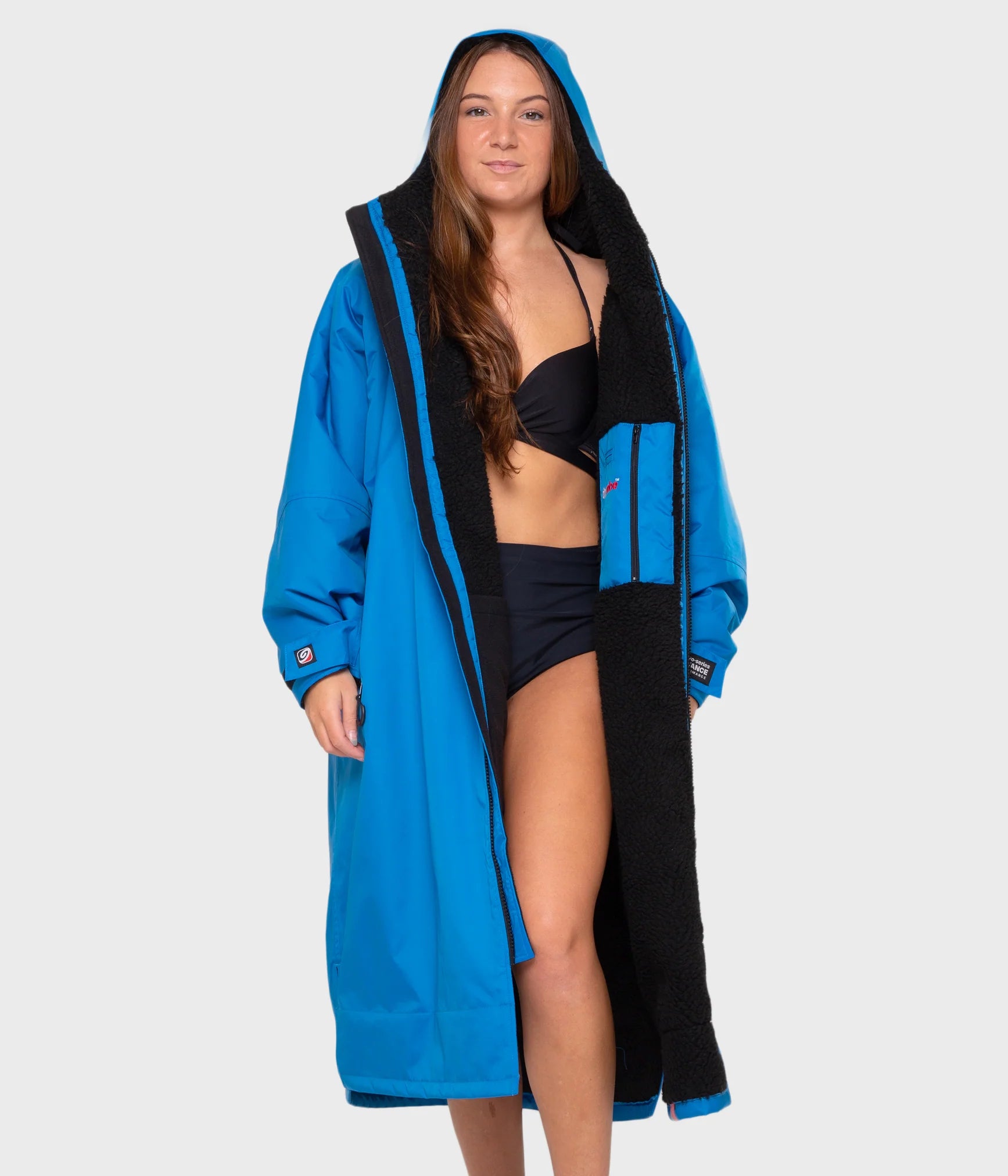 Dryrobe advance long sleeve poncho | adults | black cobalt blue black - recycled