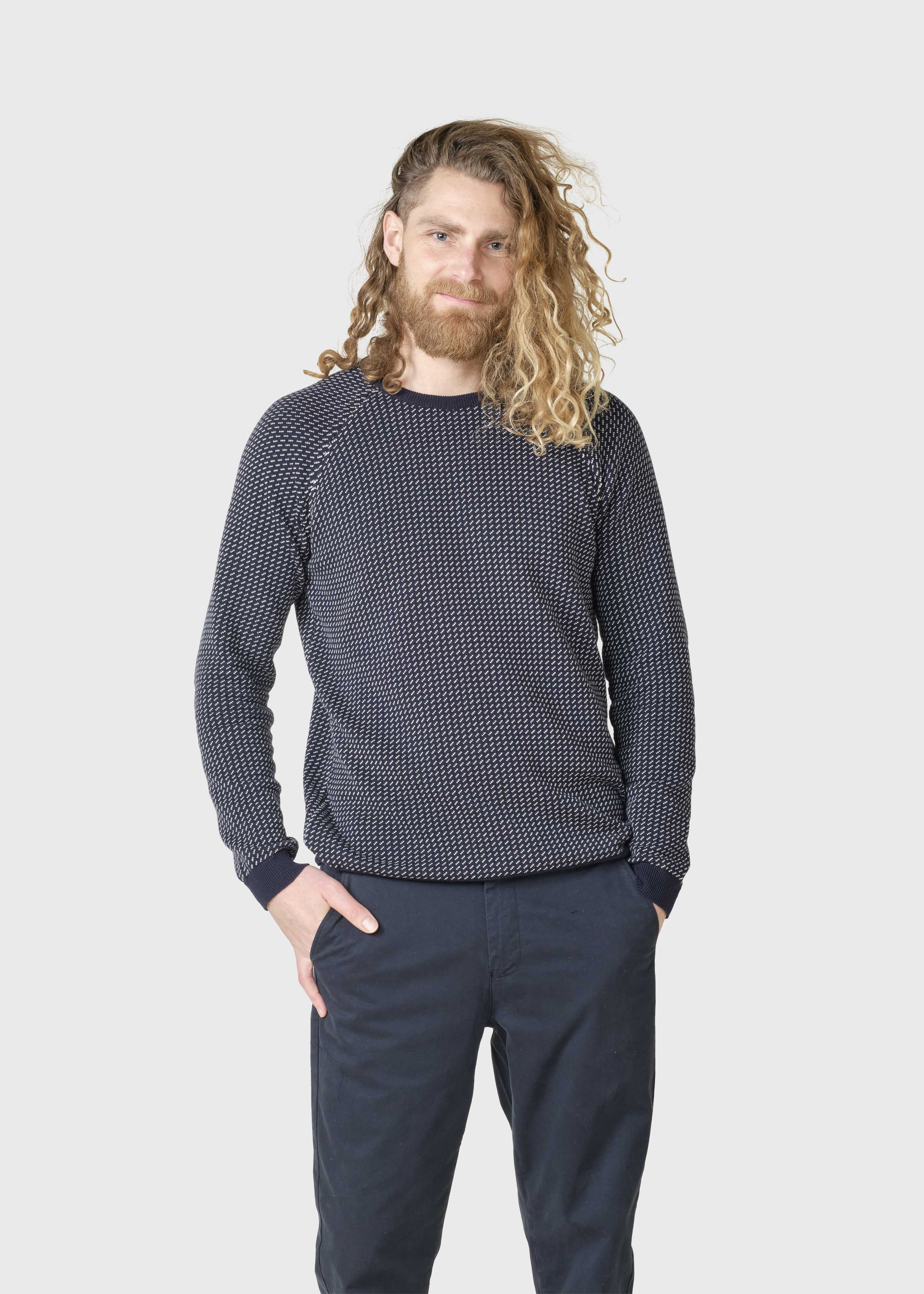 Crosby Pattern Knit - Navy/cream
