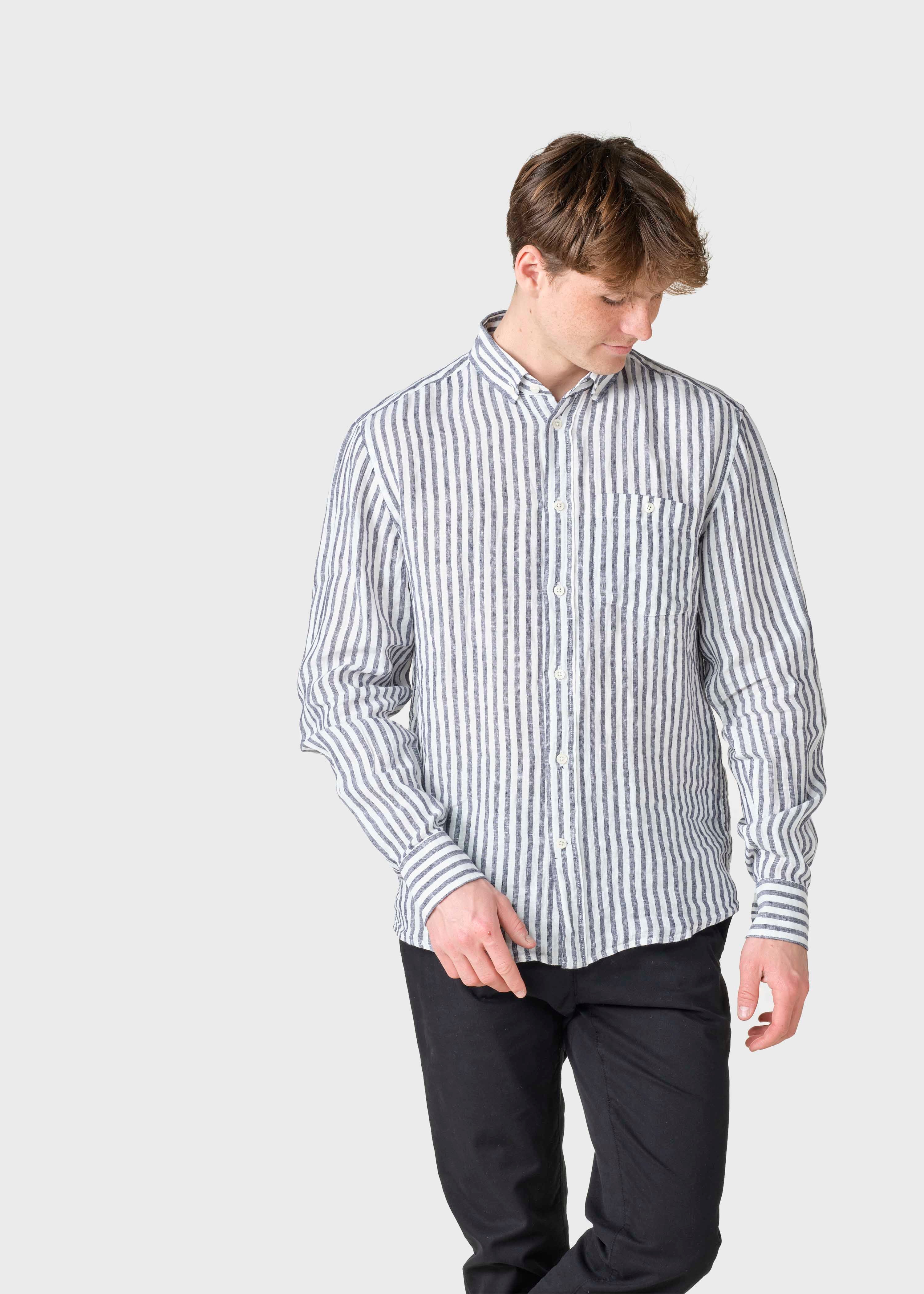 Dennis Striped Shirt - Cream/navy