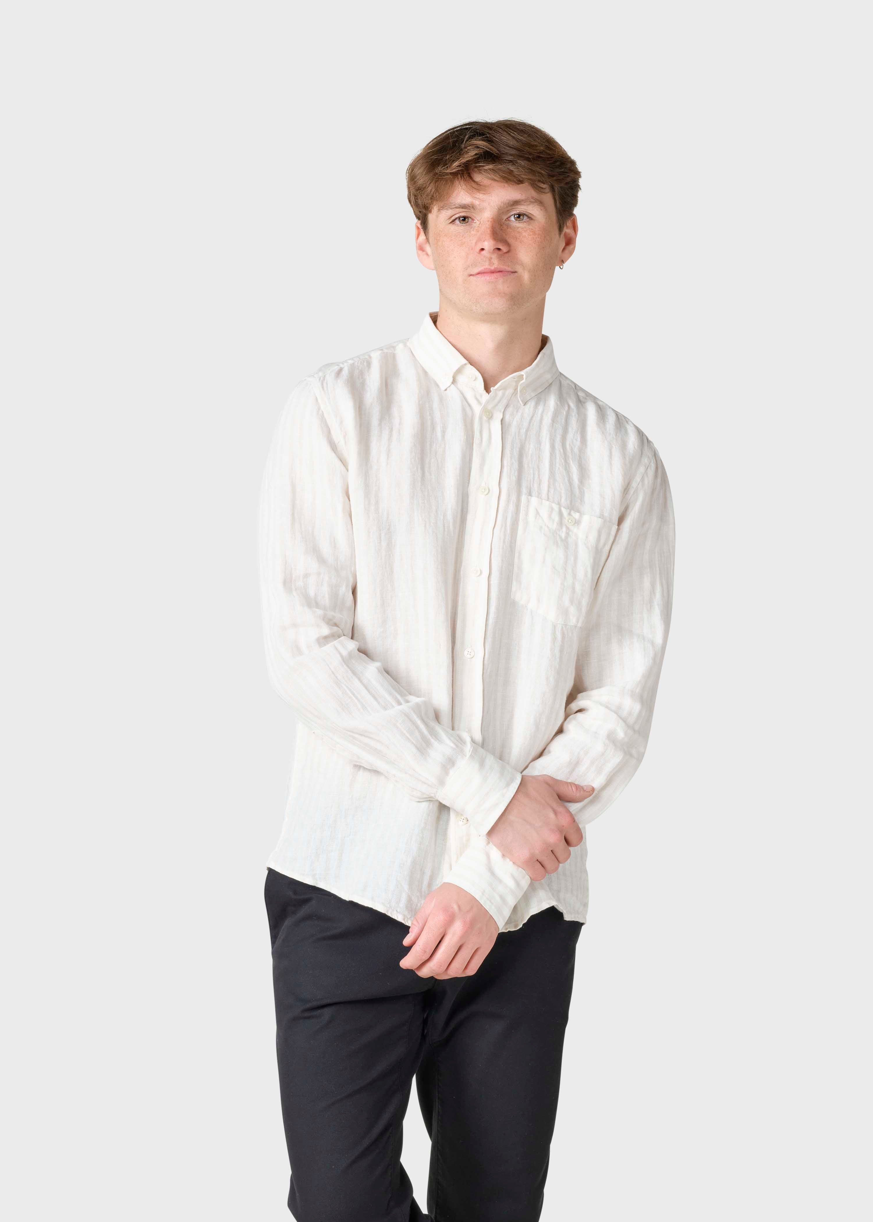 Dennis Striped Shirt - Cream/sand