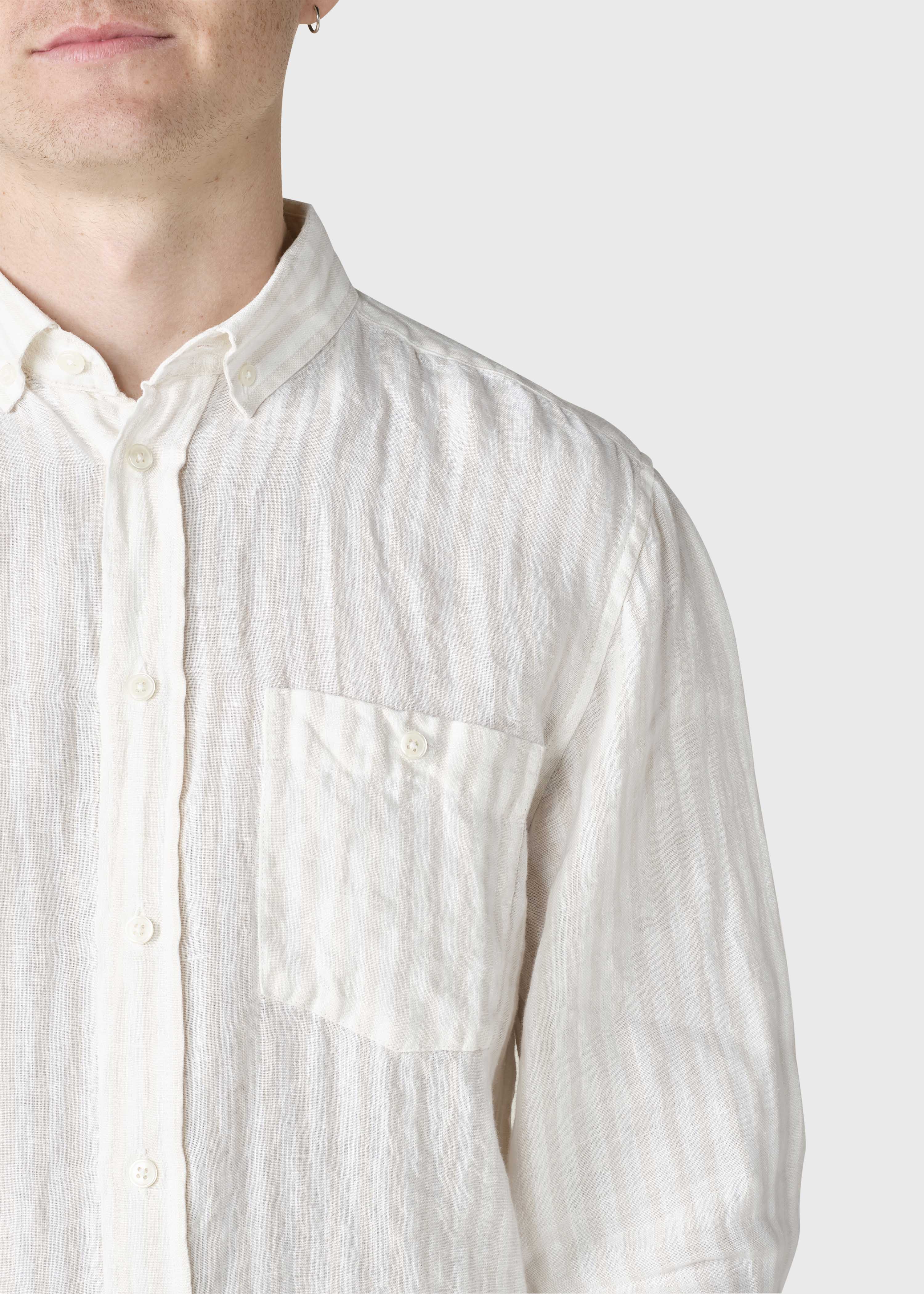 Dennis Striped Shirt - Cream/sand