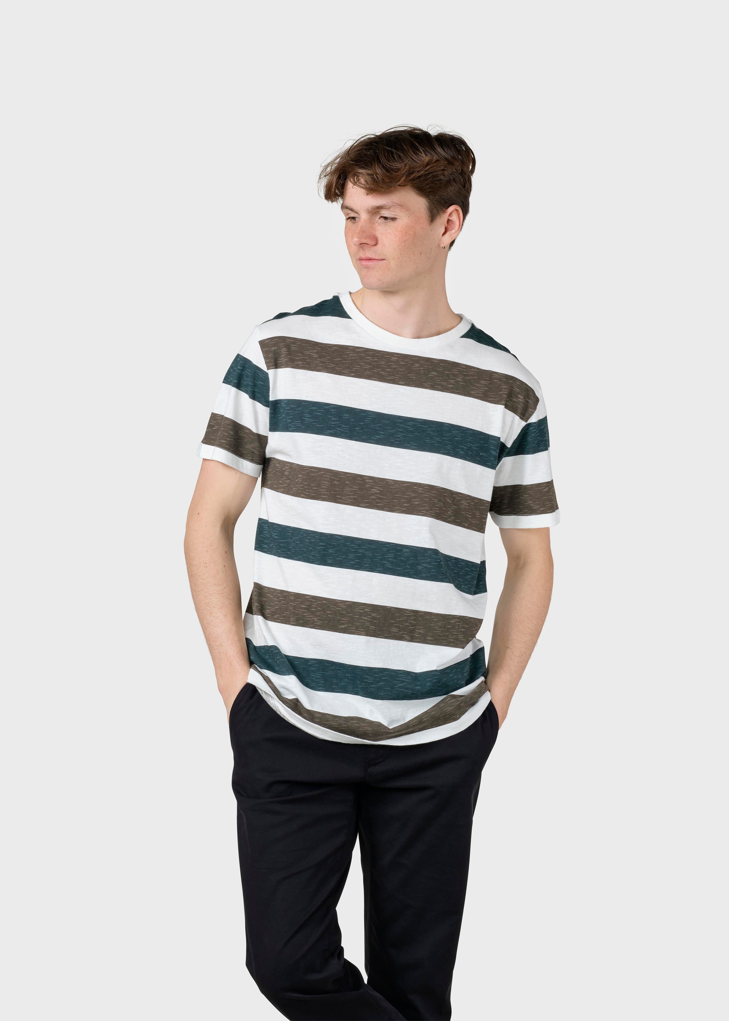 George Tee - Olive/moss Green Stripes