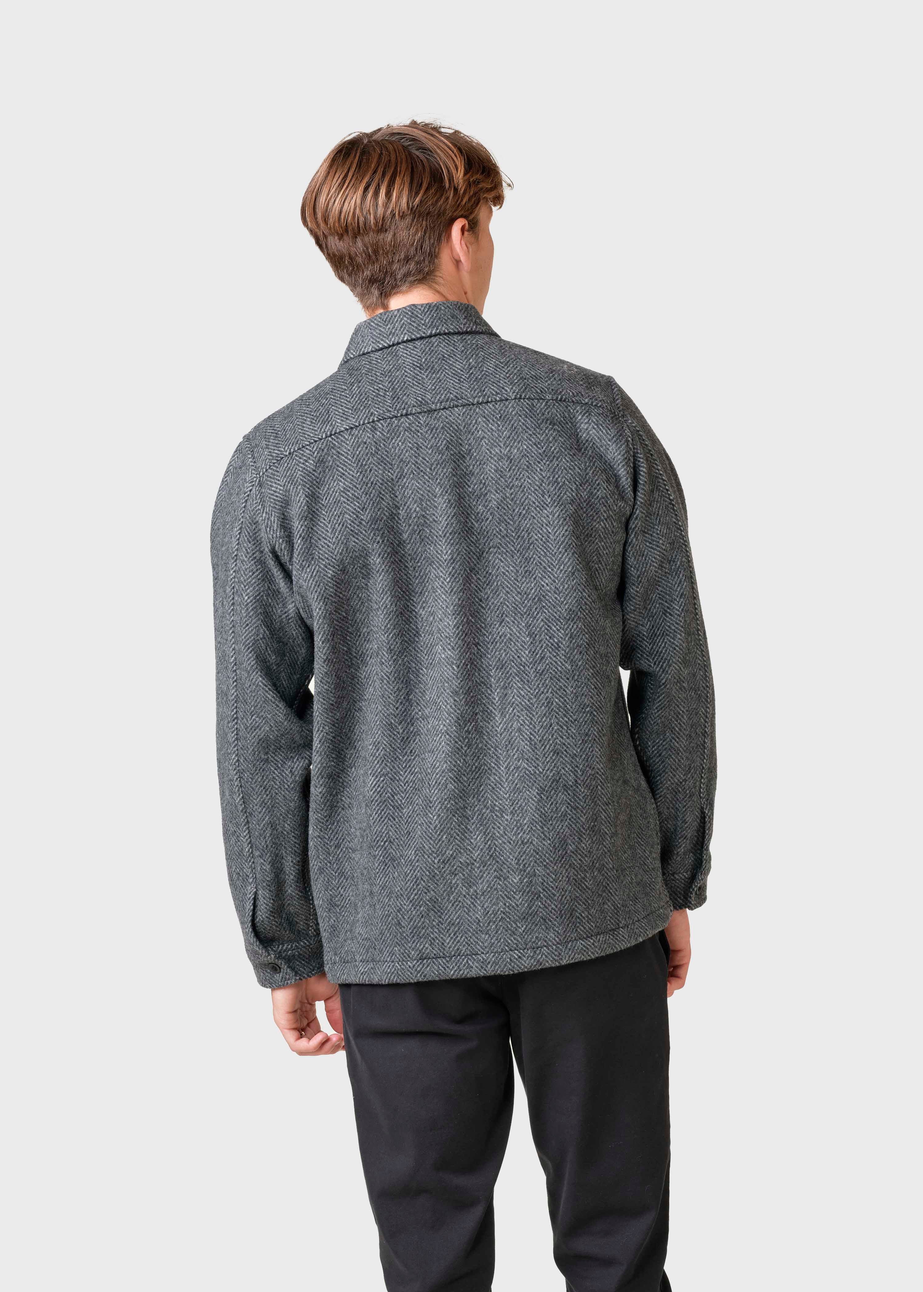 Hans Herringbone Overshirt - Anthracite/black