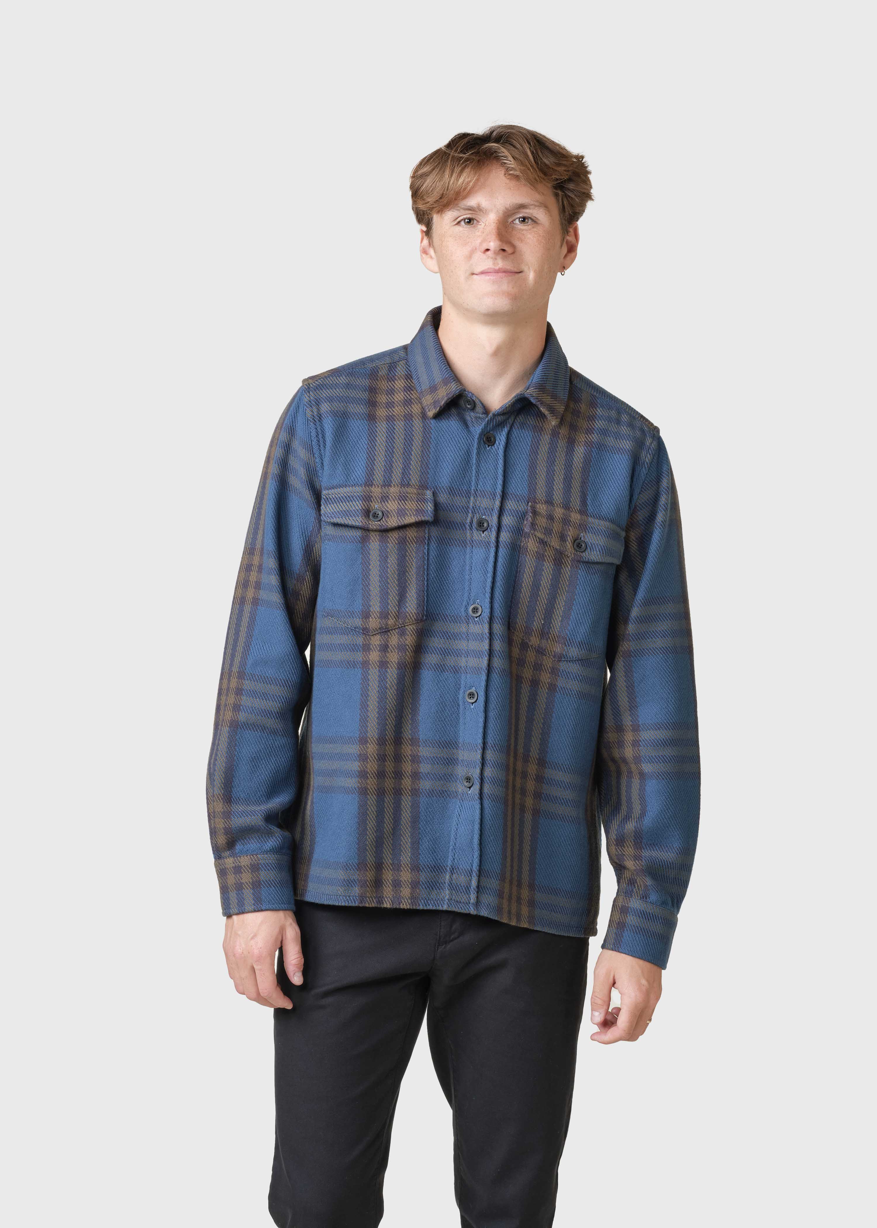Jeremy Check Overshirt - Navy/olive