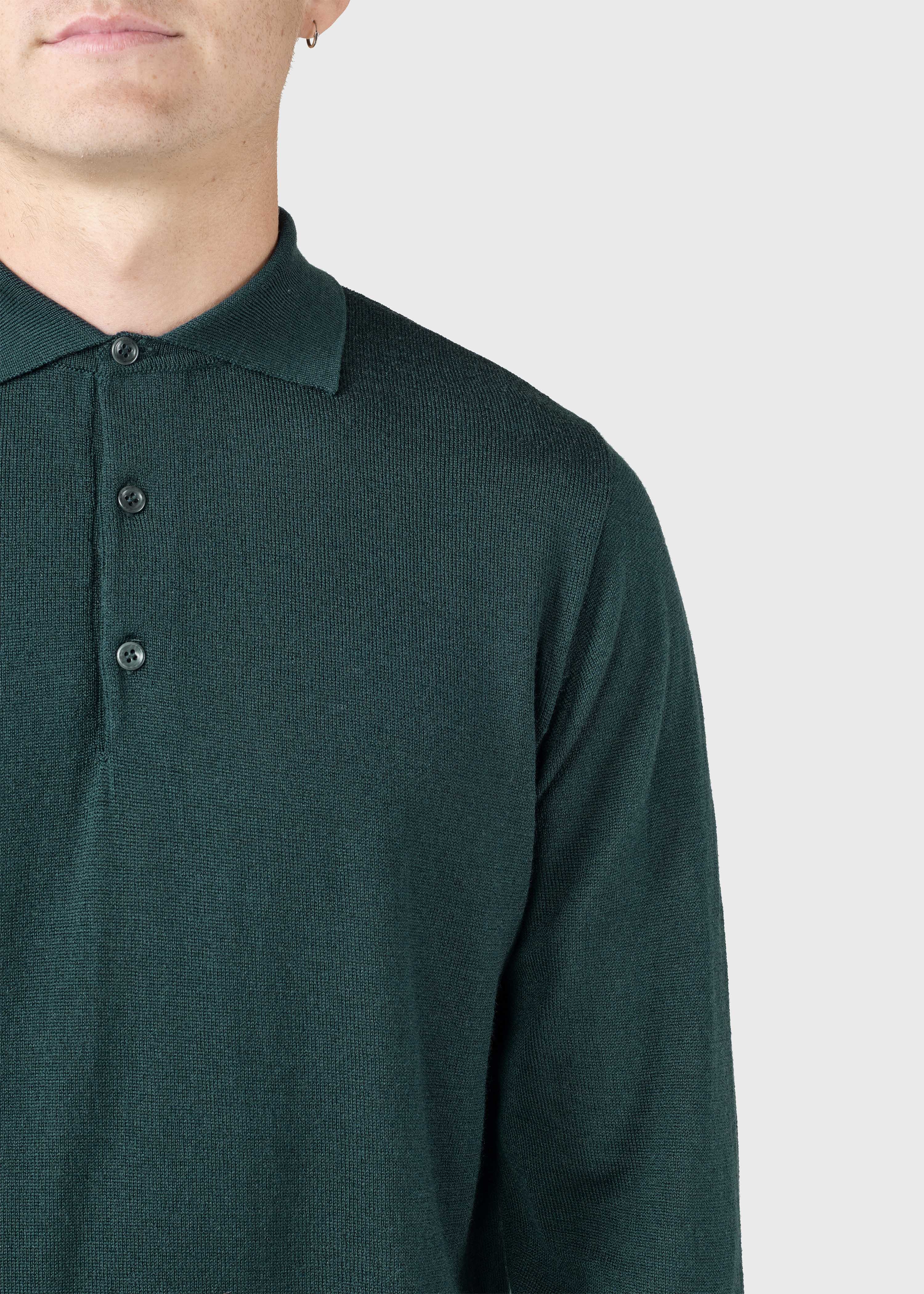L/s Knit Polo - Olive