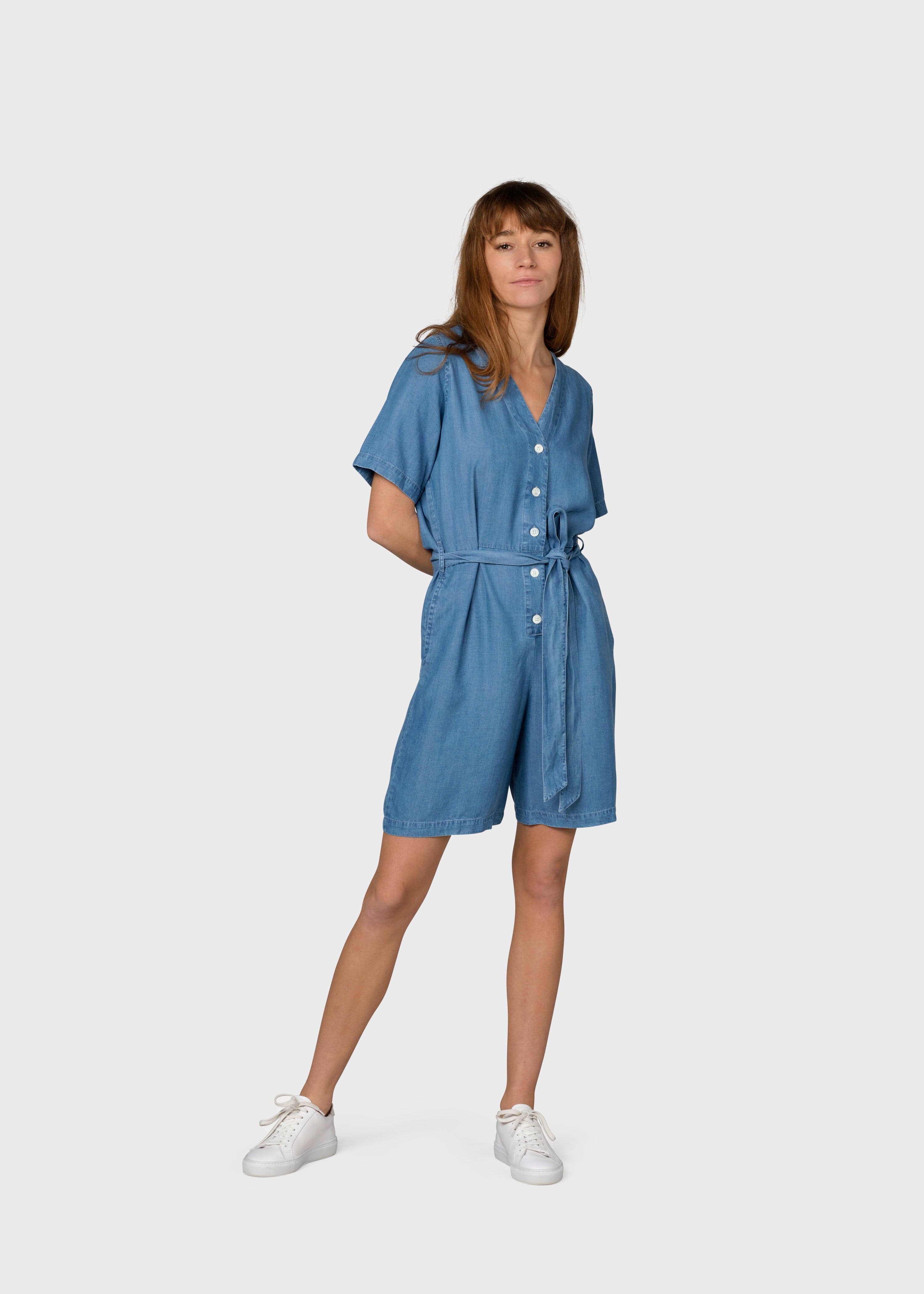 Marna Short Jumpsuit - Light Blue Chambrey