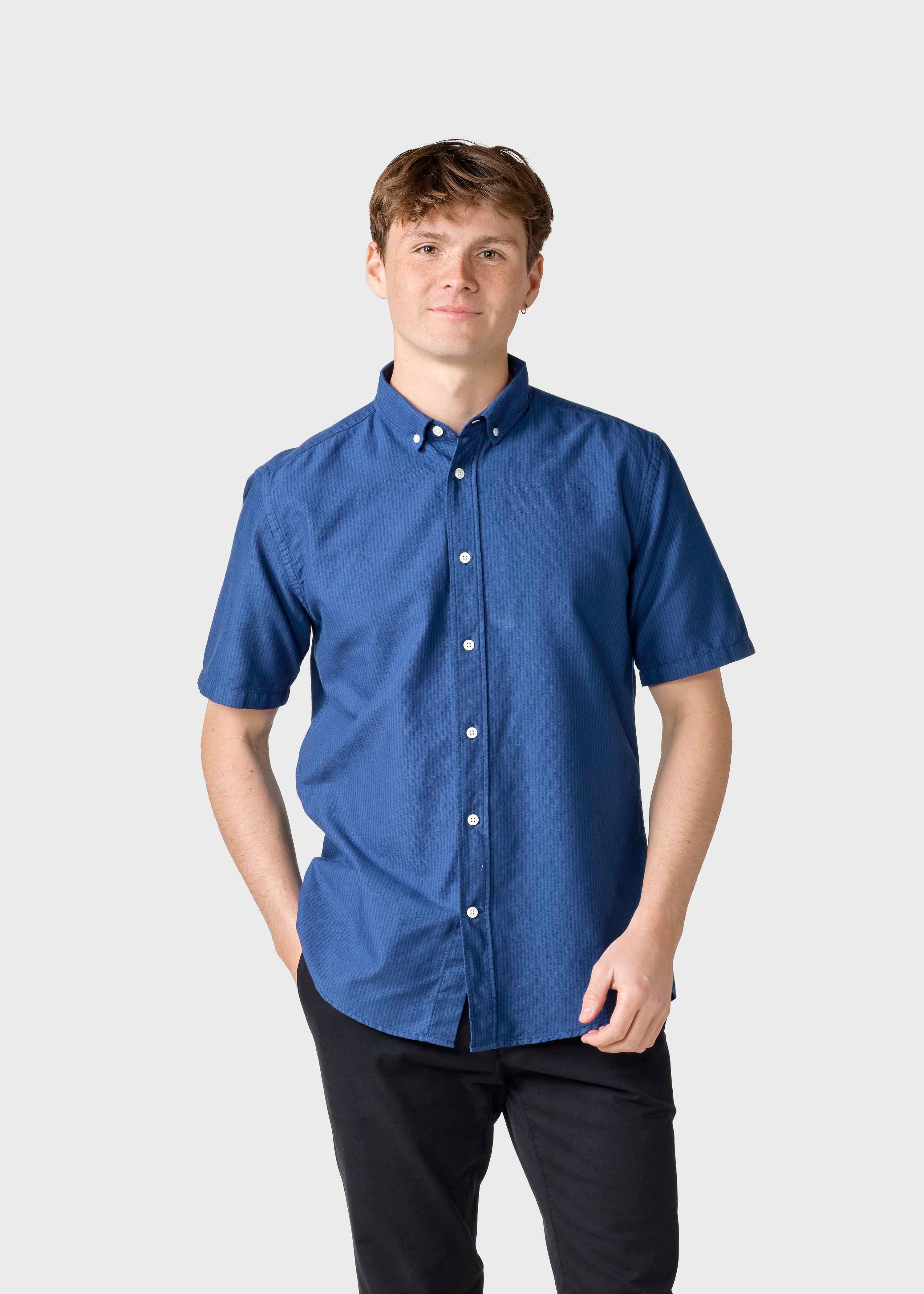 Mikkel Striped Shirt - White/navy/ocean Overdye