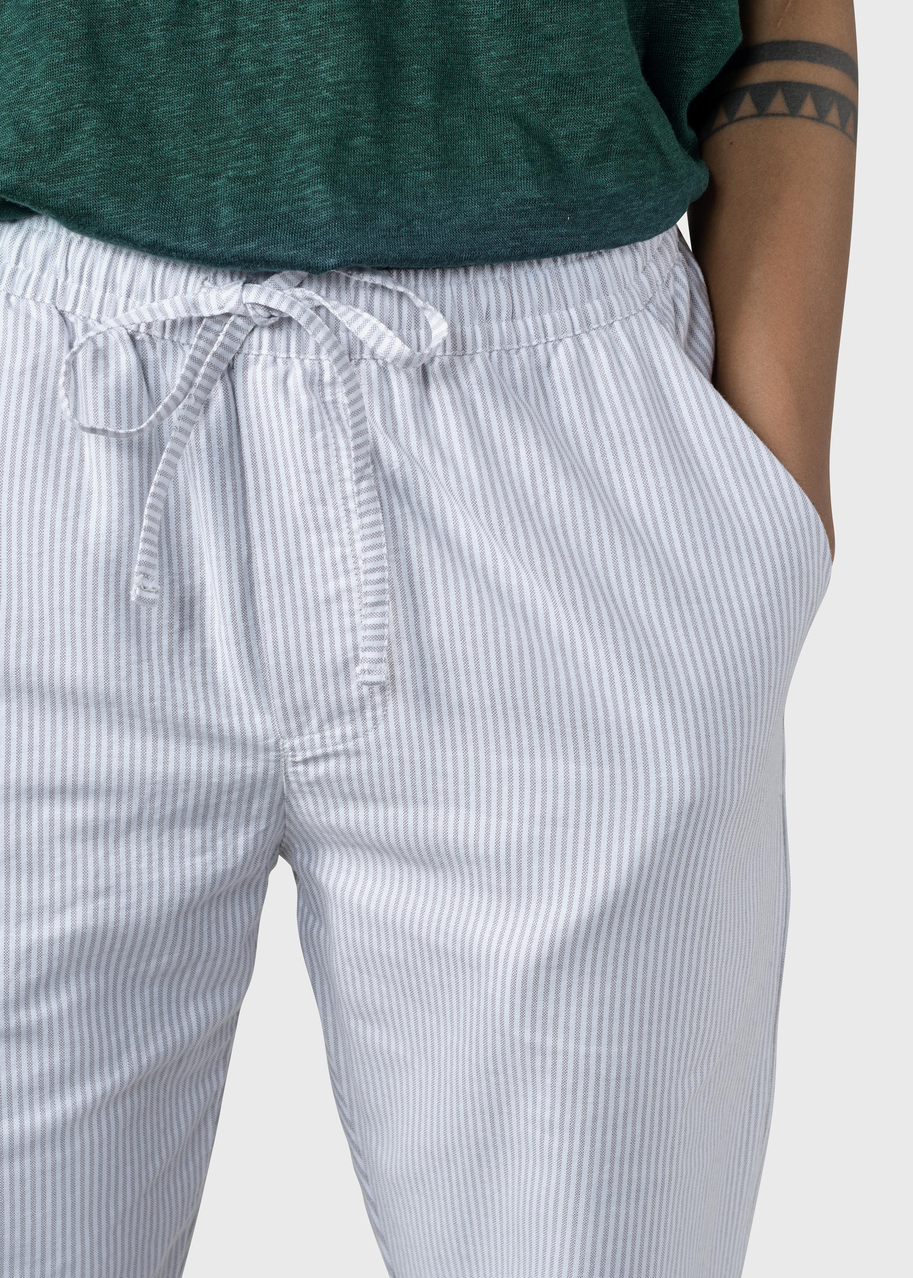 Nicoline Striped Pants - White/sand