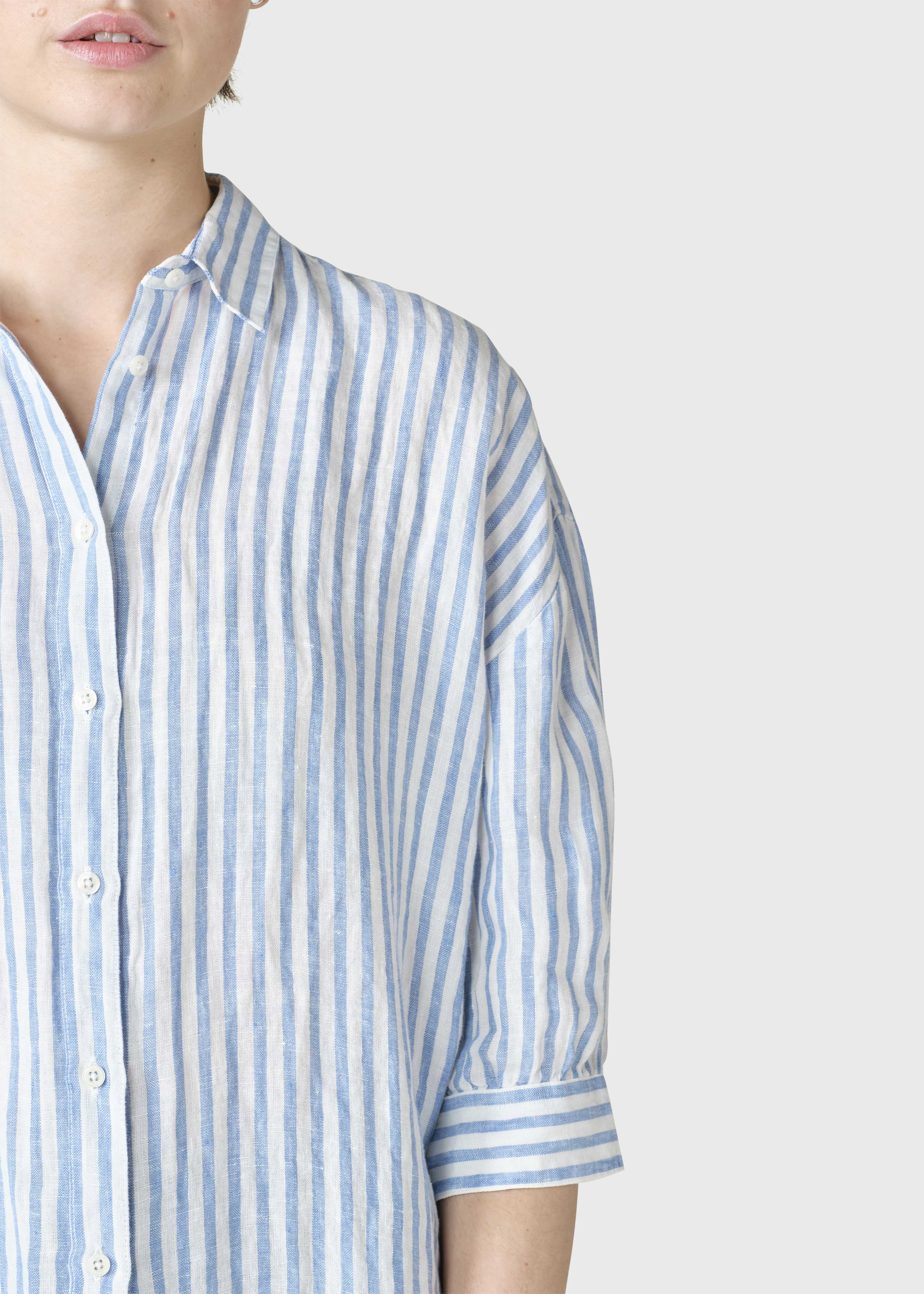 Oline Linen Shirt - Cream/light Blue