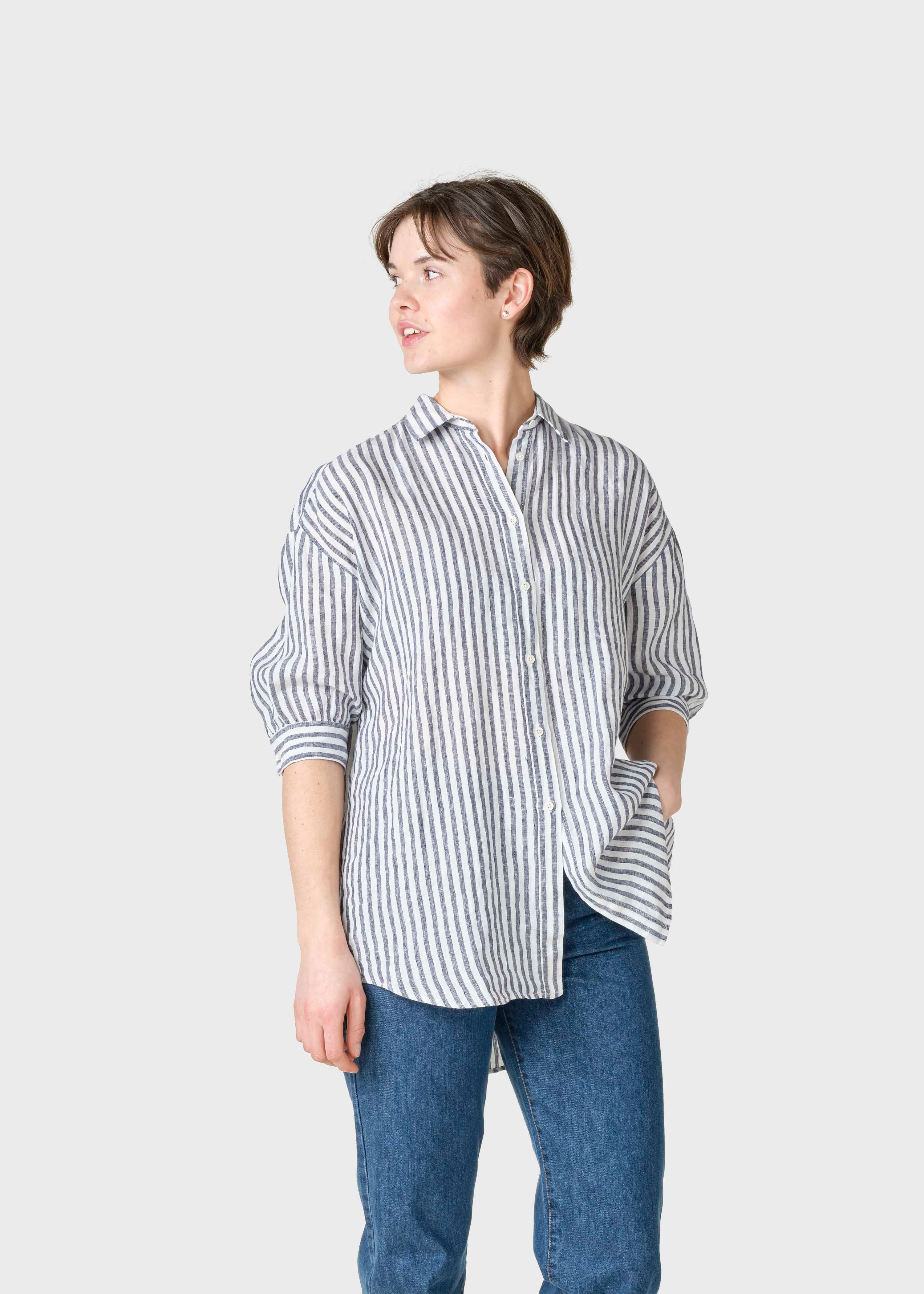 Oline Linen Shirt - Cream/navy