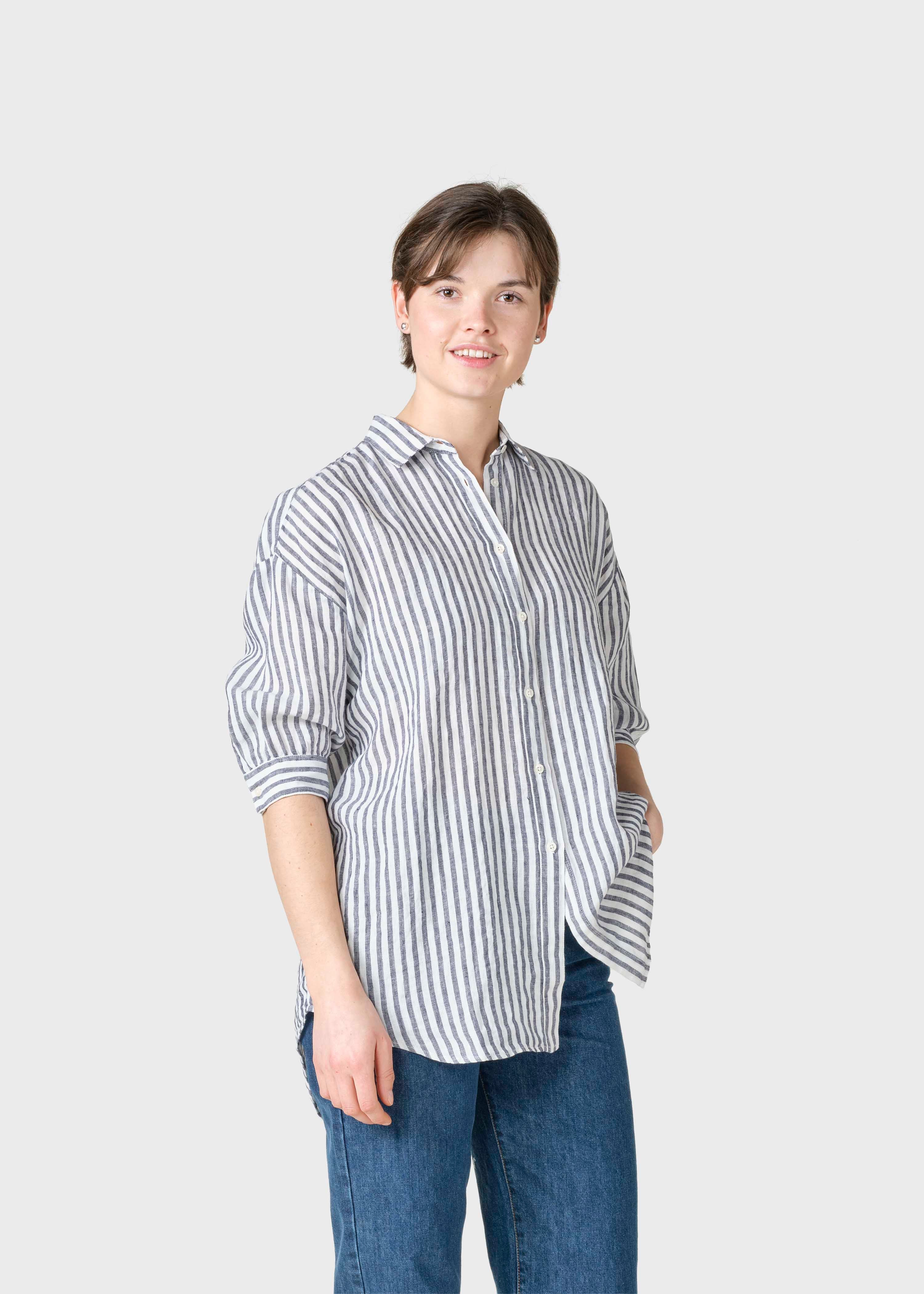 Oline Linen Shirt - Cream/navy