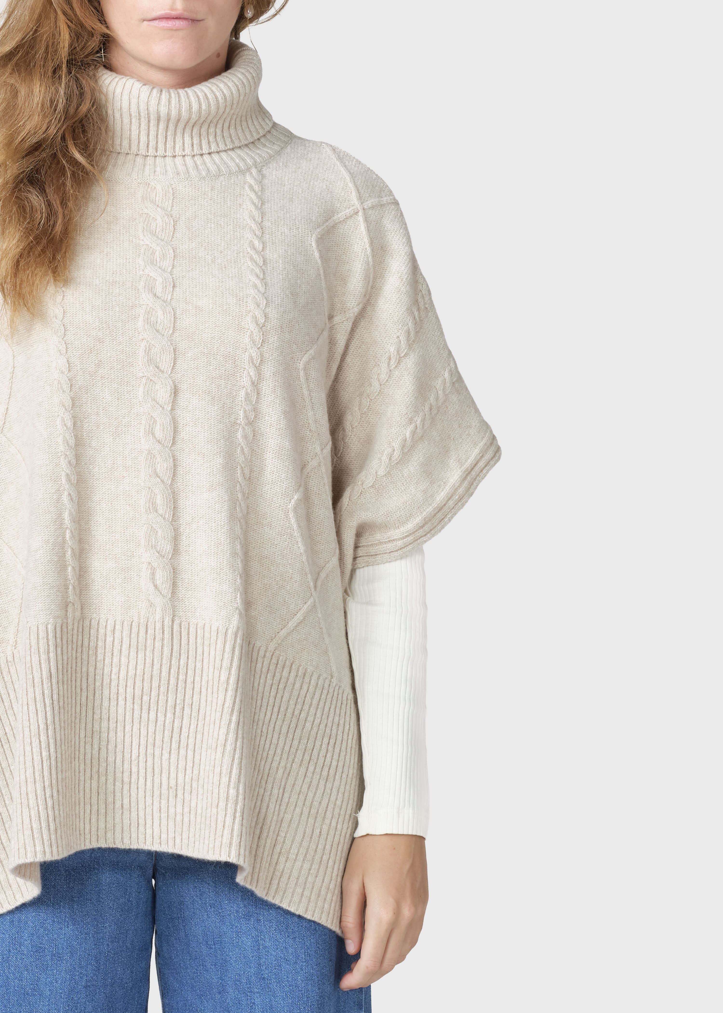 Paloma Knit Poncho - Pastel Sand