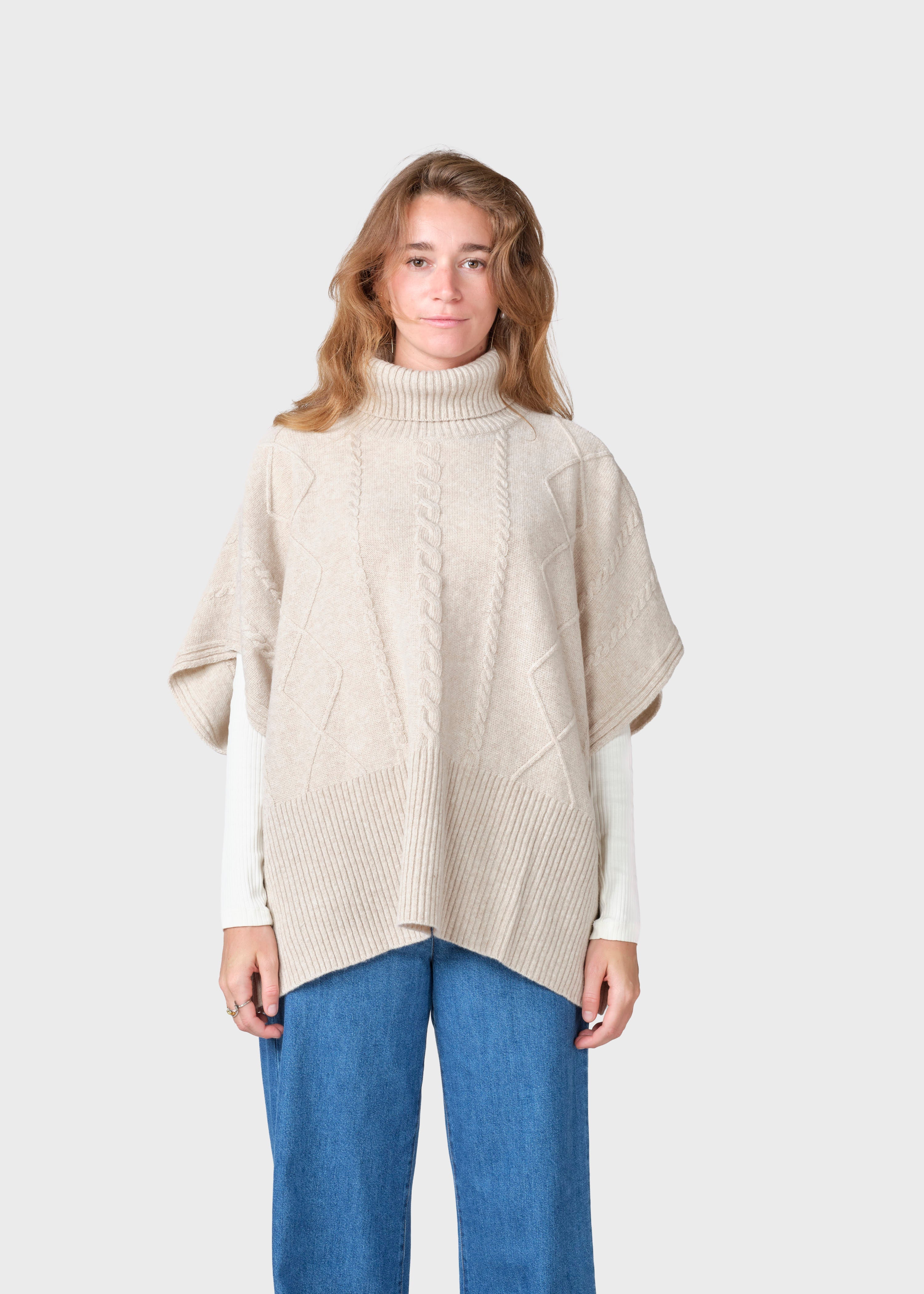 Paloma Knit Poncho - Pastel Sand