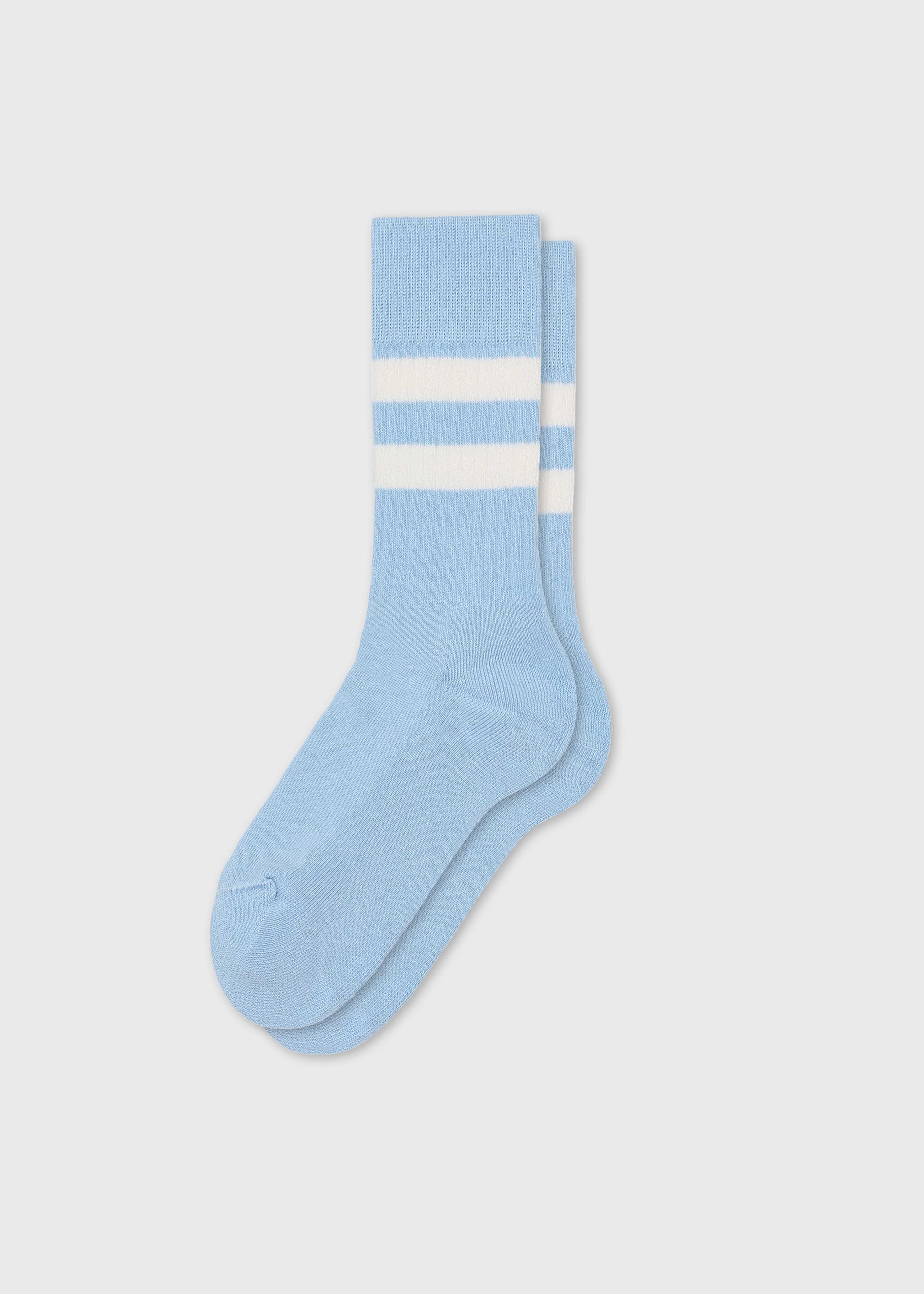 Retro Cotton Sock - Light Blue/cream