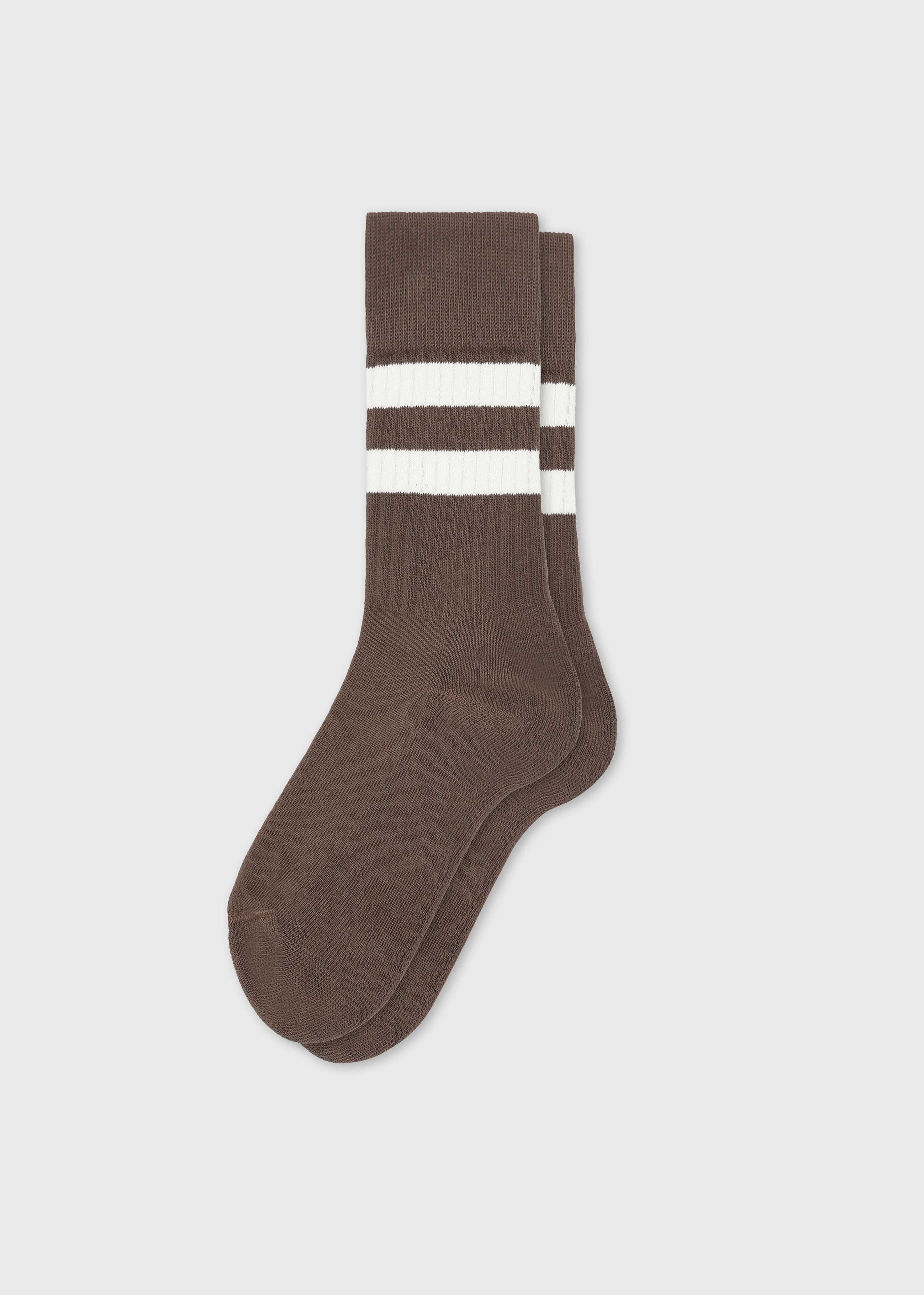 Retro Cotton Sock - Taupe/cream