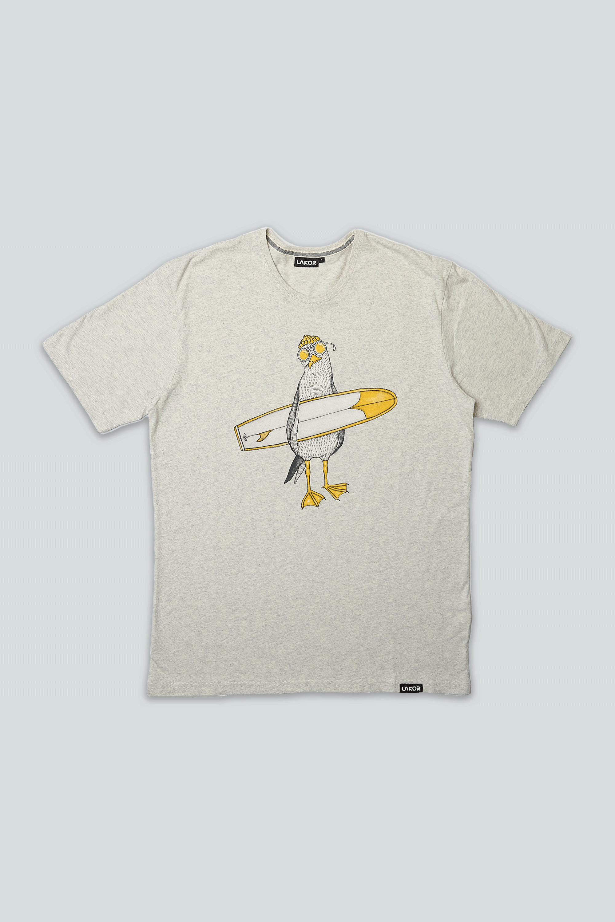 Surfing Seagull T-shirt (Oatmeal melange) 