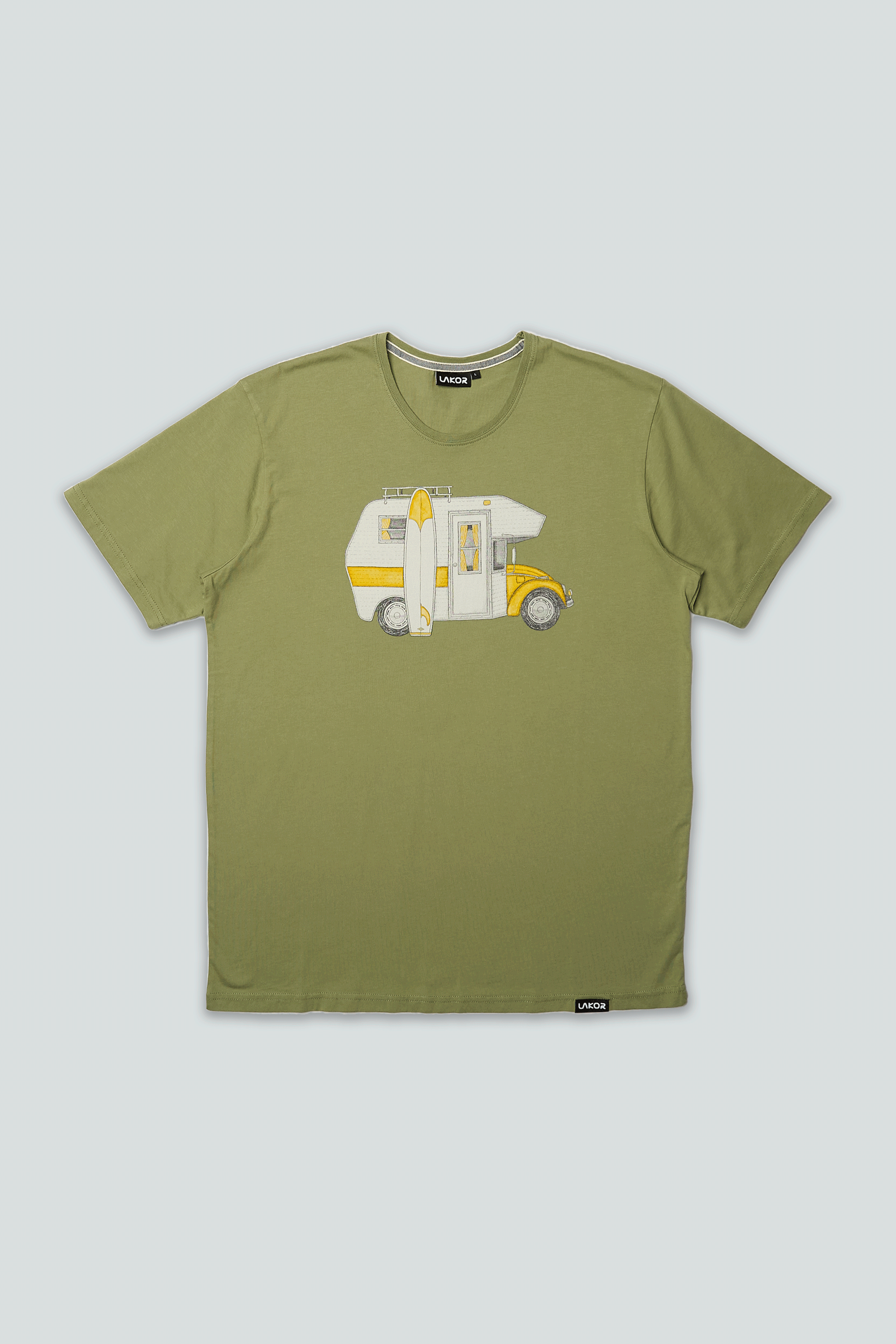 Car Camper T-shirt (Oil Green) 