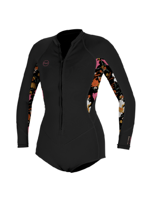 O'neill Wms Bahia 2/1 Front Zip L/S Short Spring - black/bluemchen/black