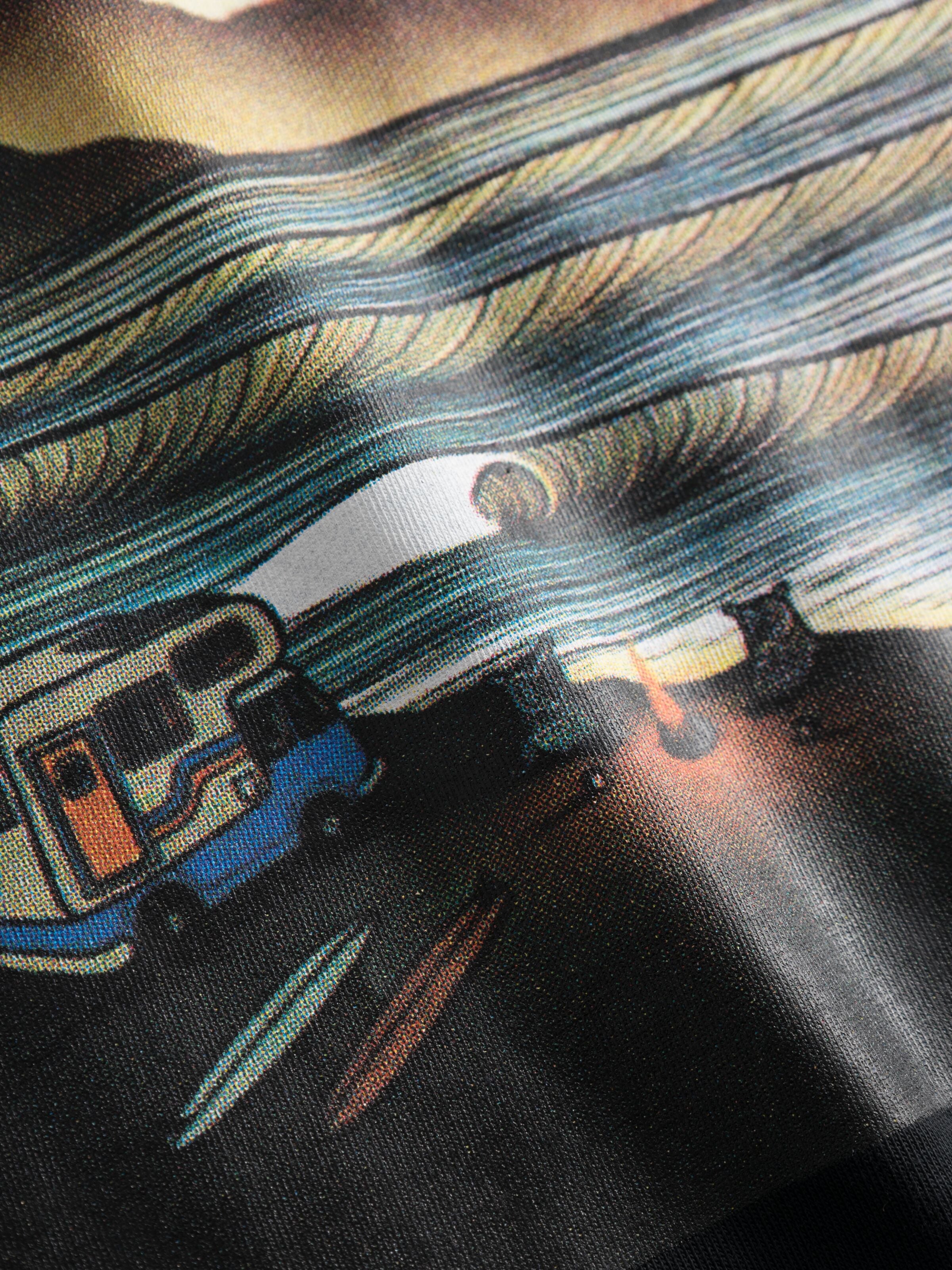 KnowledgeCotton Apparel - T-shirt med löst läge framtill - GOTS - Black Jet