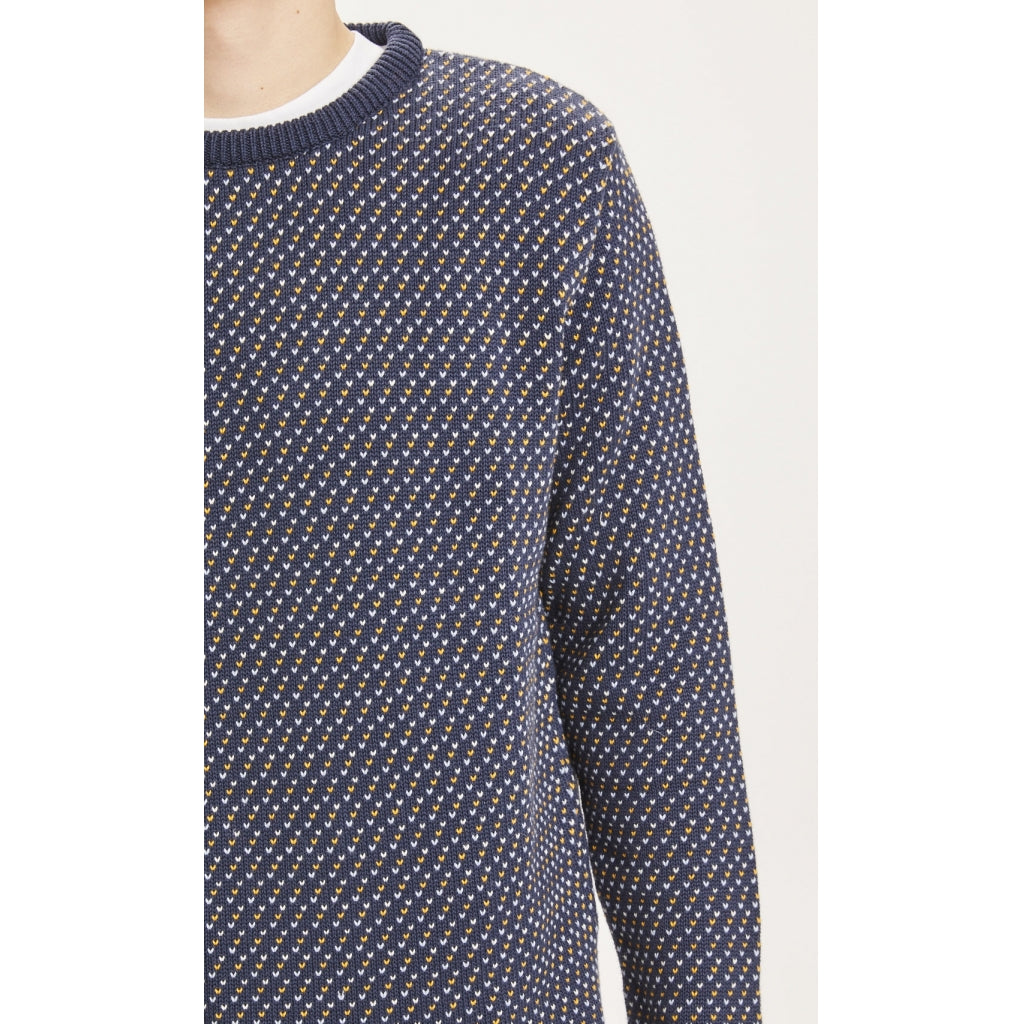 Knowledge Cotton Apparel Valley Jacquard Knit Sweater, Total Eclipse