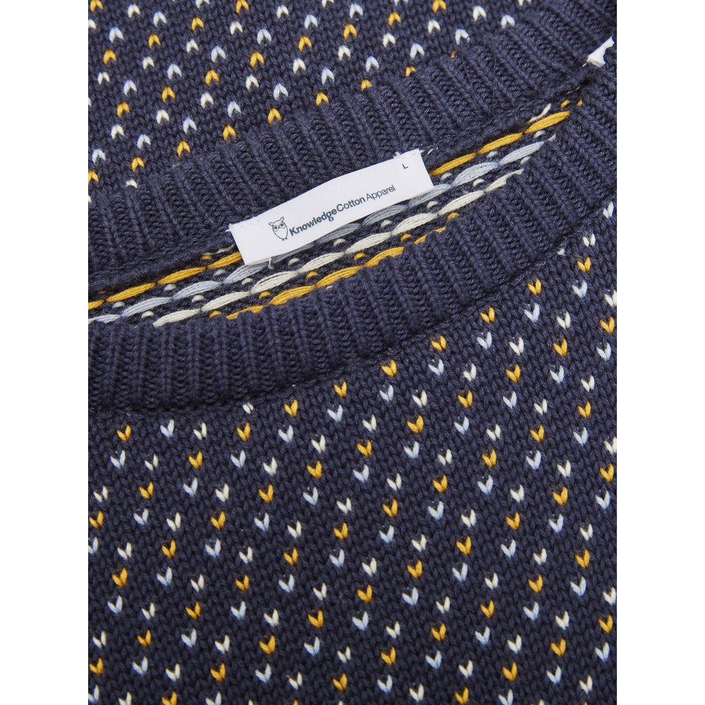 Knowledge Cotton Apparel Valley Jacquard Knit Sweater, Total Eclipse