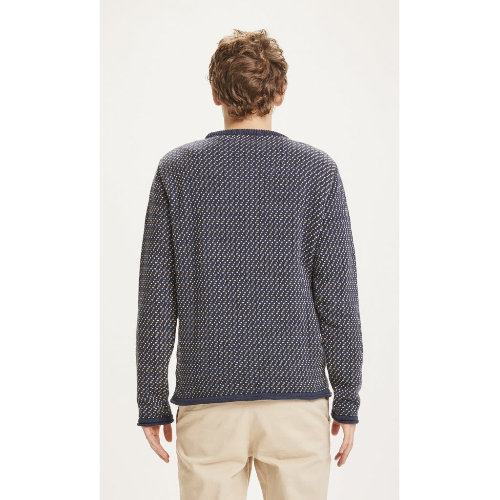 Knowledge Cotton Apparel Valley Jacquard Knit Sweater, Total Eclipse