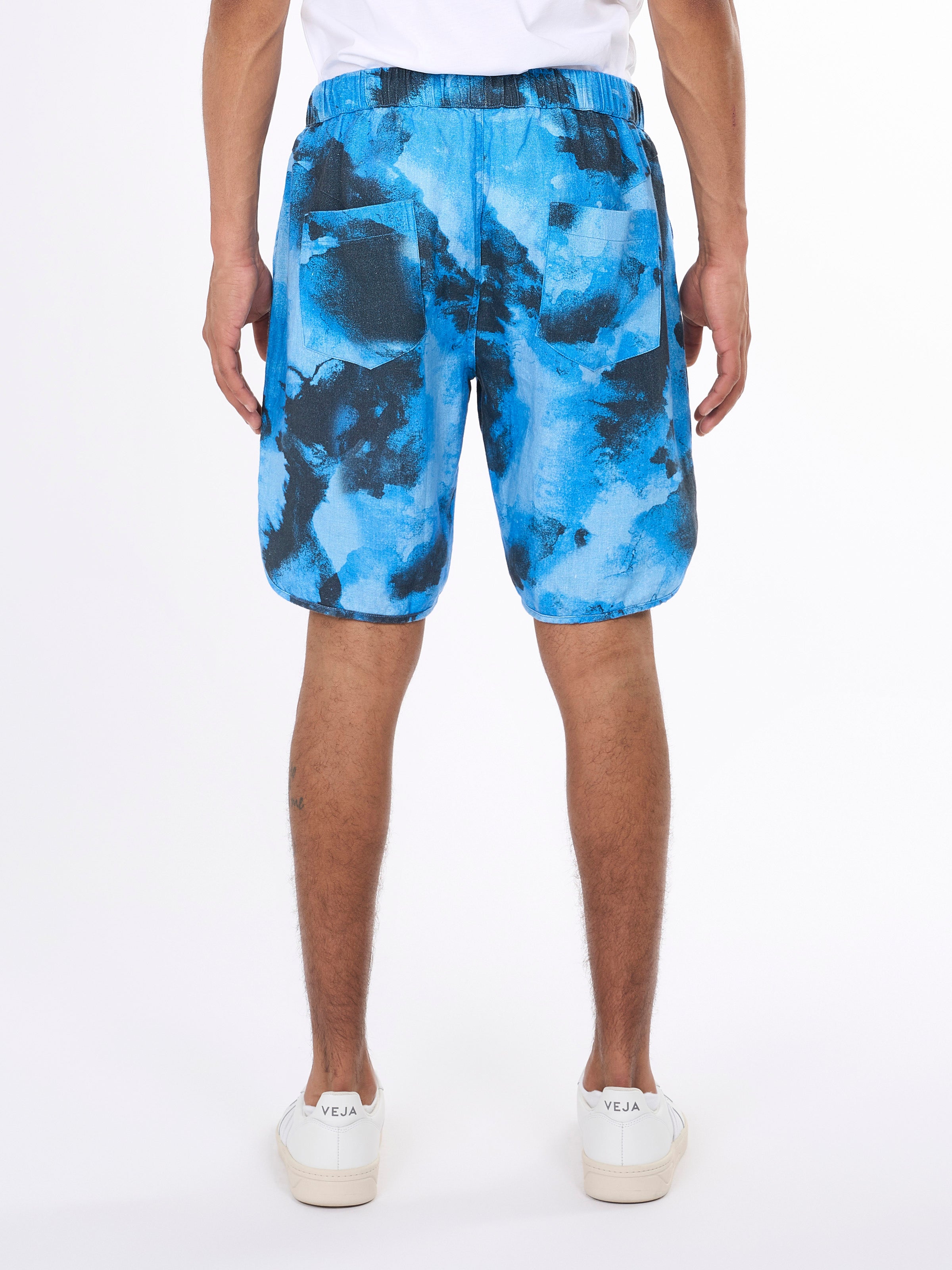KnowledgeCotton Apparel - AOP-shorts i lösa linne - GOTS/Vegan