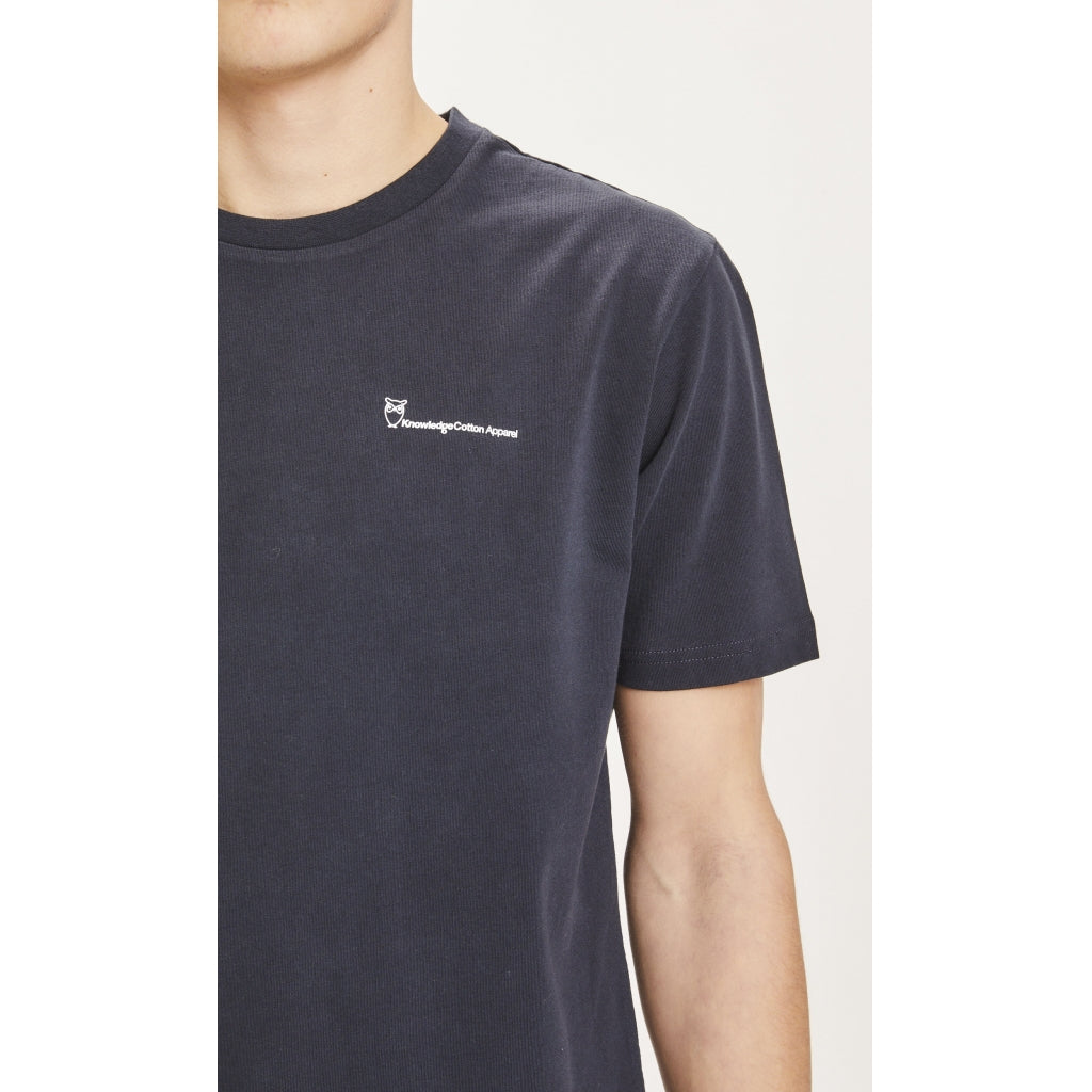 KnowledgeCotton Apparel ALDER trademark mountain back printed tee, Total eclipse