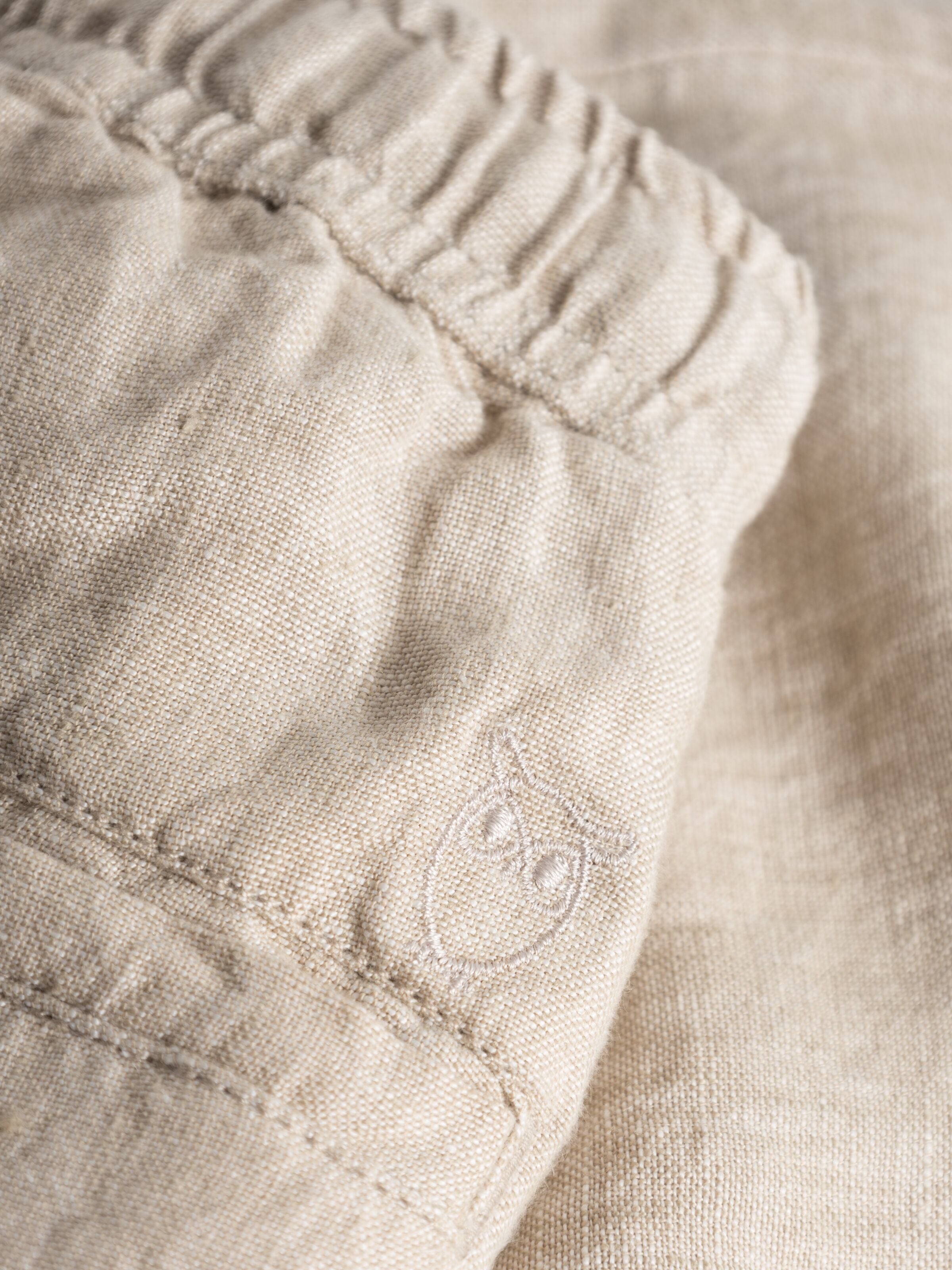 KnowledgeCotton Apparel – Weite Leinenhose – GOTS/Vegan – Helles Federgrau