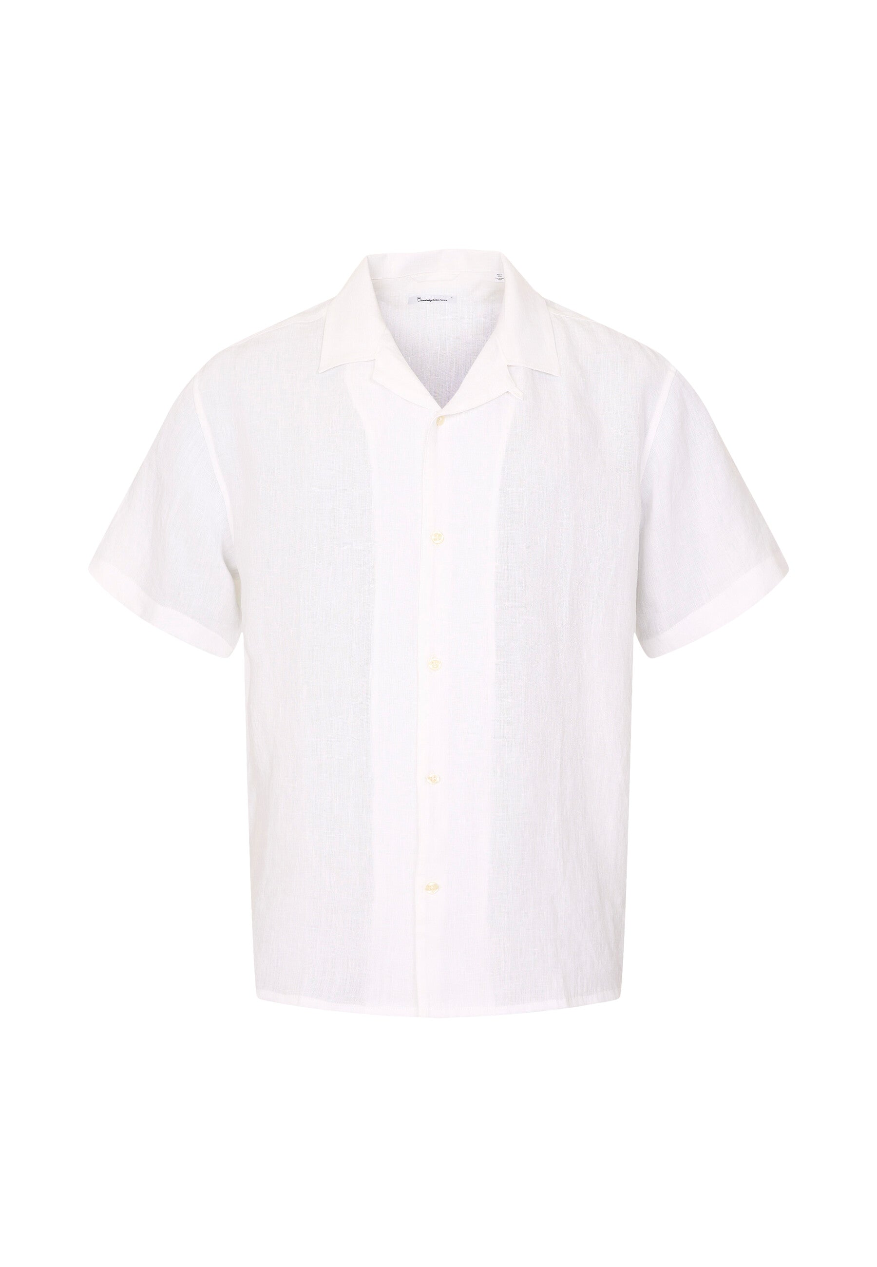 KnowledgeCotton Apparel - Box fit short sleeved linen shirt GOTS/Vegan - Bright White
