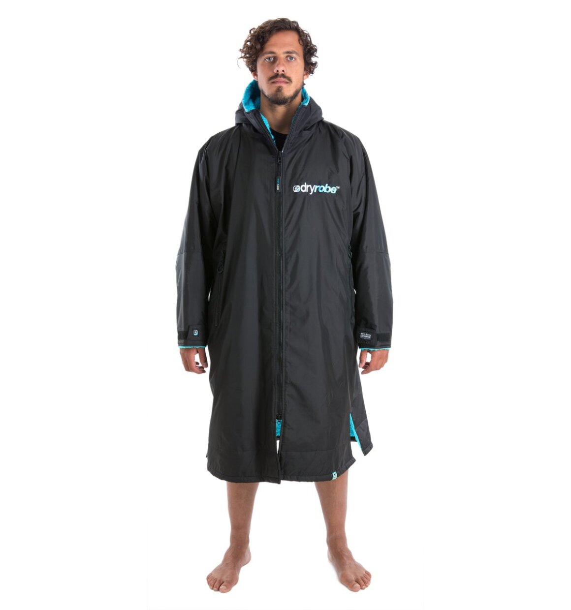 Dryrobe advance long sleeve poncho | adults | black/blue