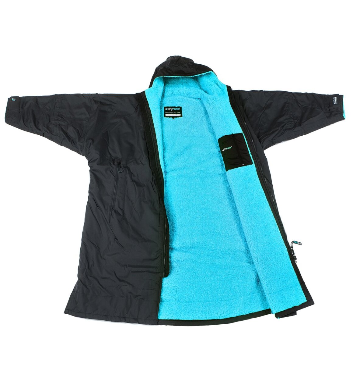 Dryrobe advance long sleeve poncho | adults | black/blue