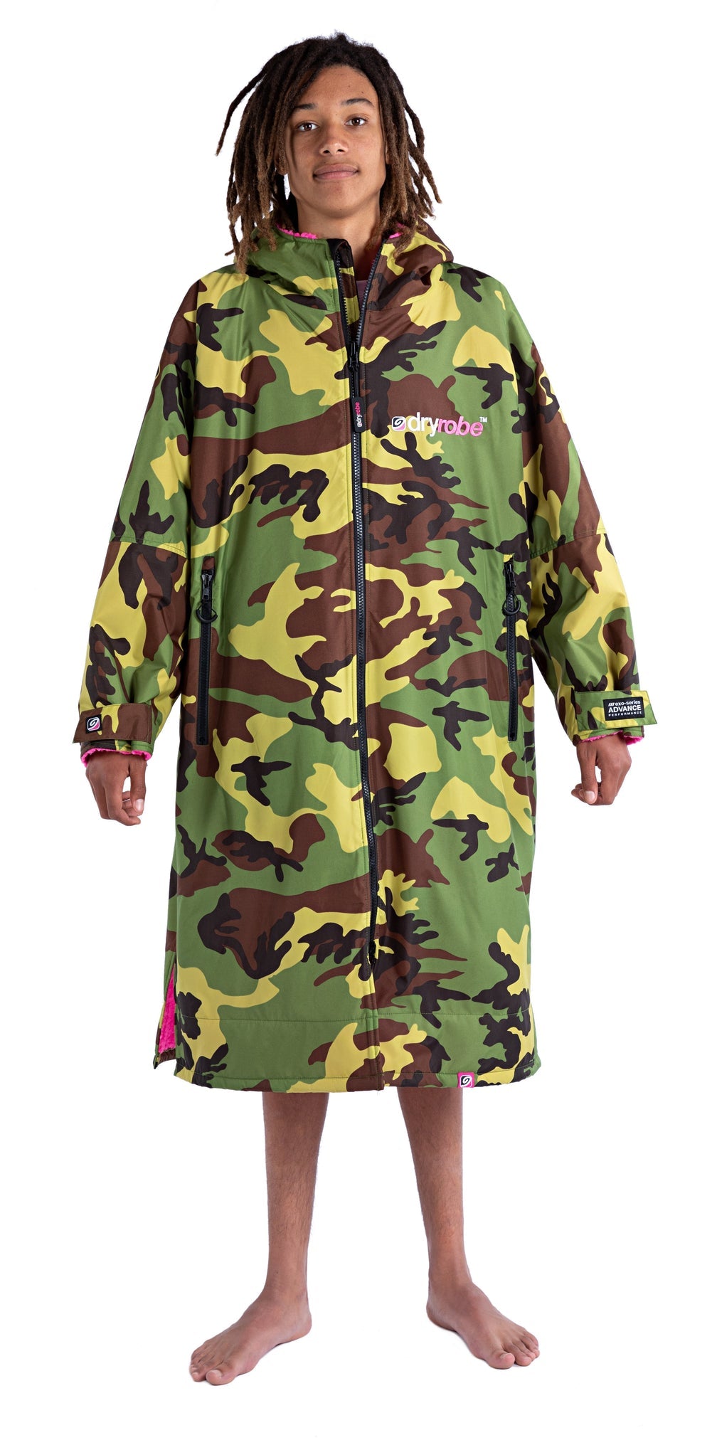 Dryrobe advance long sleeve poncho | adults | camo/pink