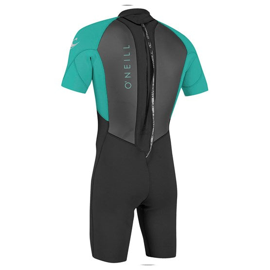 O'Neill Youth Reactor II 2mm Back Zip S/S Spring - Black / light aqua 