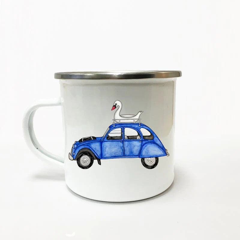 Lakor - swan on wheels Enamel mug 