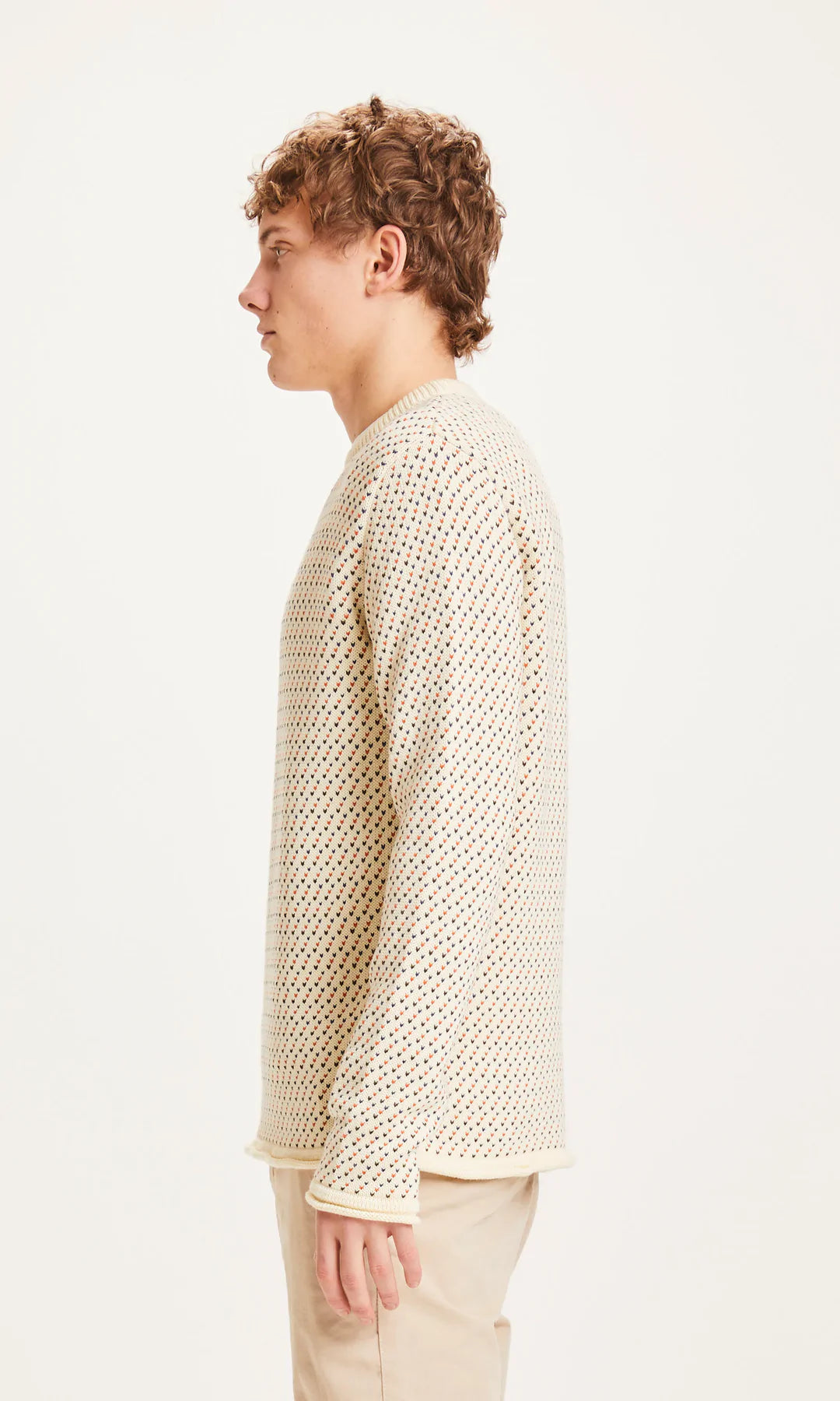 Knowledge Cotton Apparel Valley Jacquard knit sweater, Arabia Spice