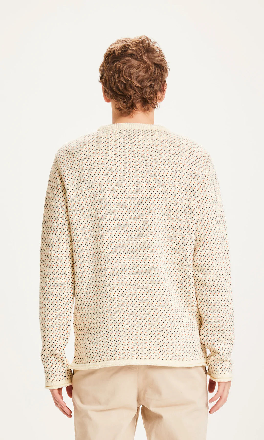 Knowledge Cotton Apparel Valley Jacquard knit sweater, Arabia Spice