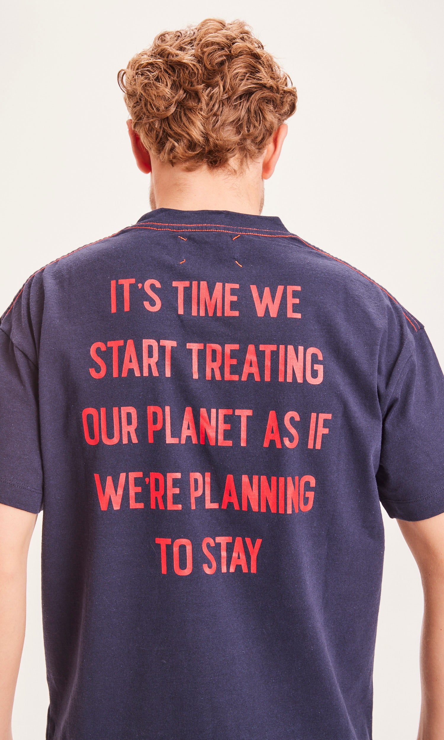 KnowledgeCotton Apparel Back printed oversized tee REBORN™ - GRS/Vegan - Total Eclipse