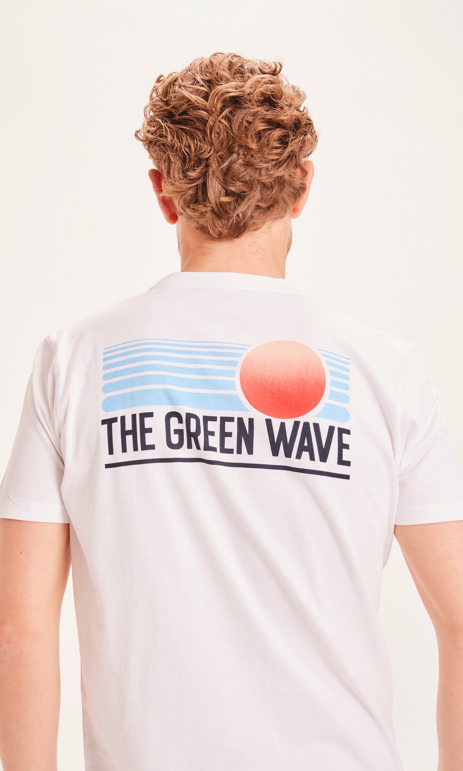 KnowledgeCotton Apparel – ALDER The Green Wave Sunset T-Shirt – GOTS/Vegan – Hellweiß