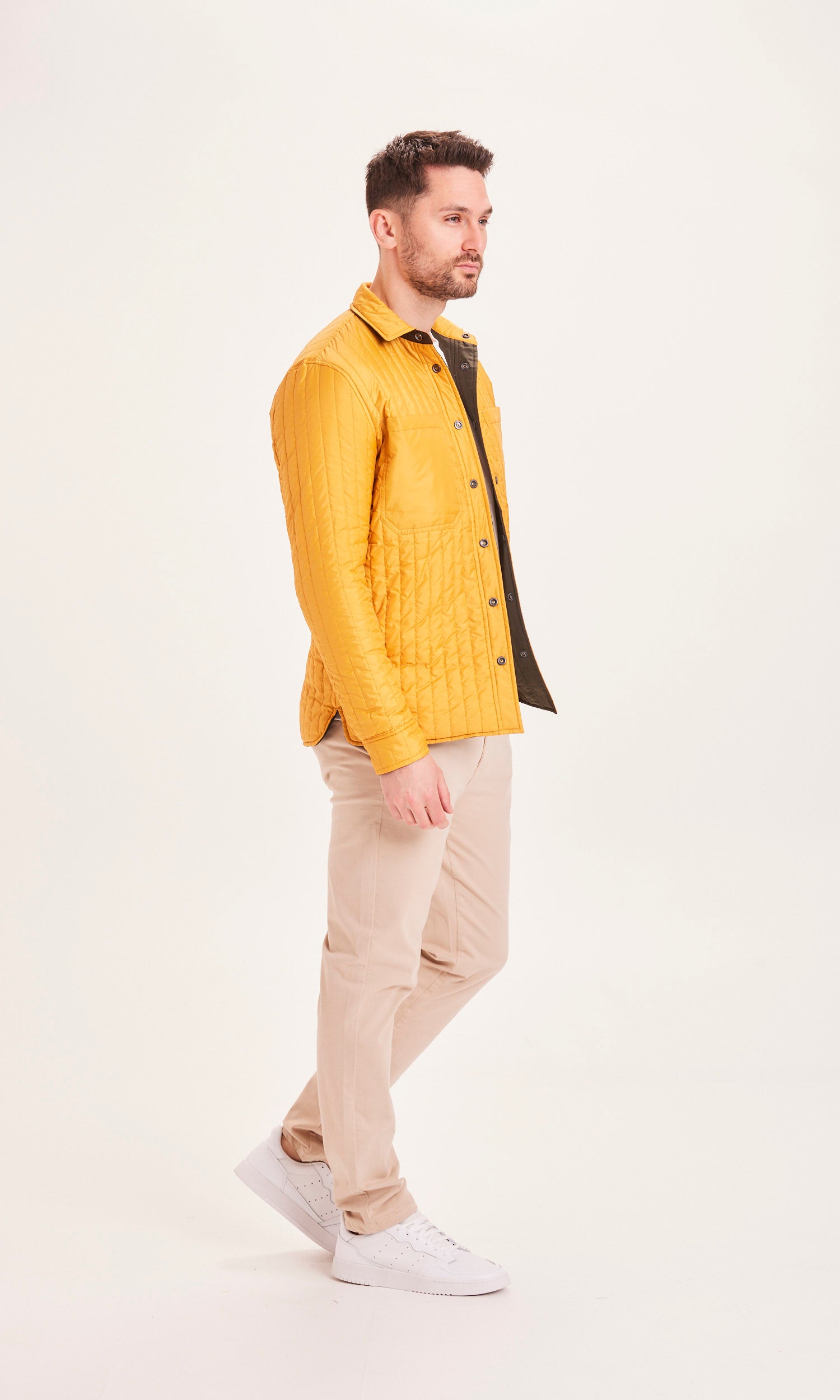 Kenntnisgecotton klinisch gesteppte reversible Rippenstopp Overshirt - GRS/Veganer Forrest Nacht