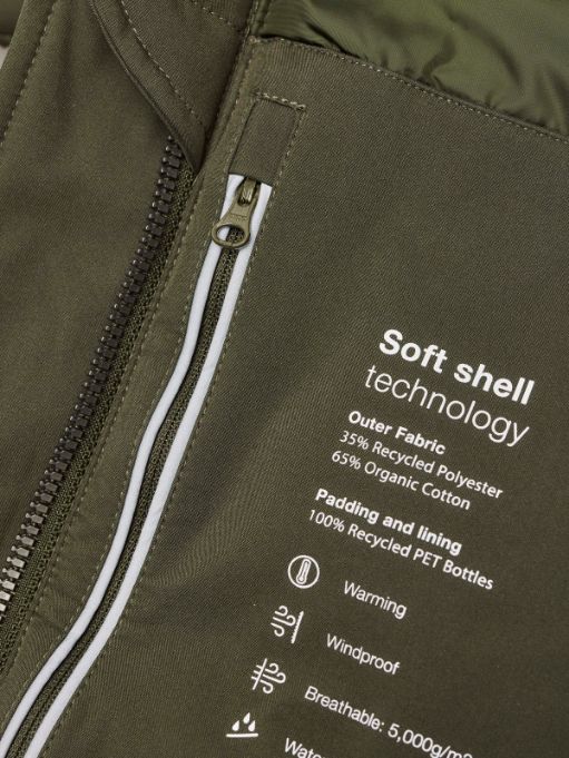 KnowledgeCotton Apparel – Lange Softshelljacke CLIMATE SHELL™ – GRS/Vegan