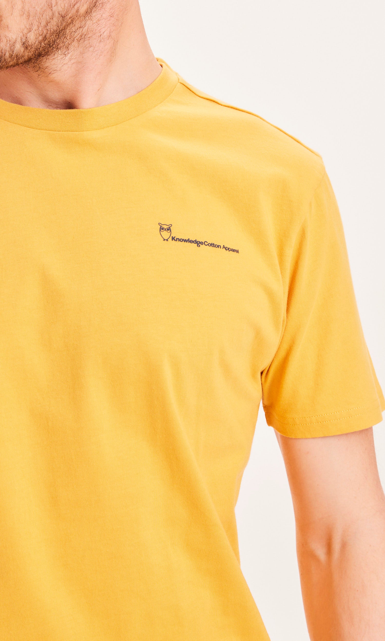 KnowledgeCotton Apparel Alder The Green Wave T-Shirt - GOTS/Vegan - Honey Gold