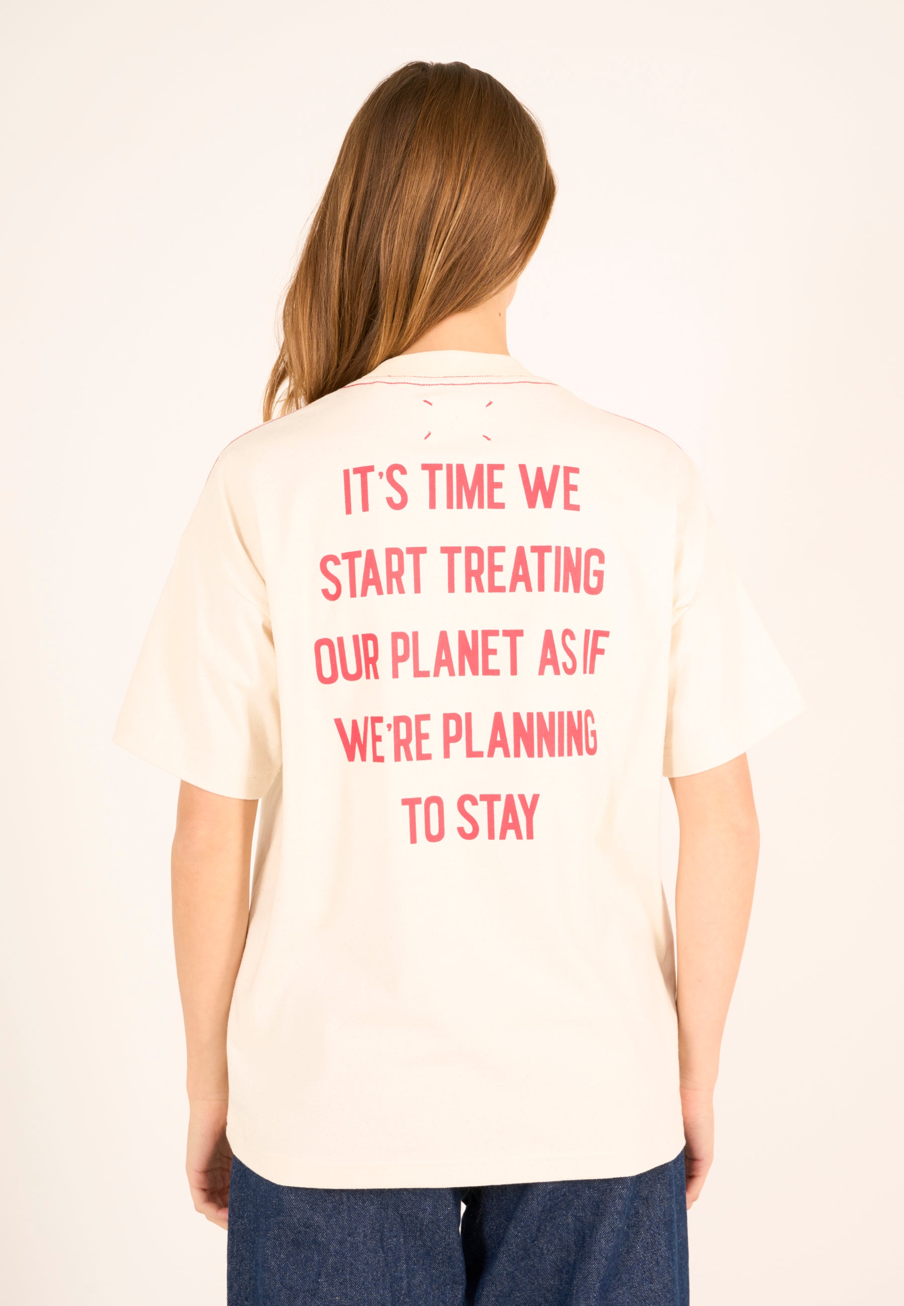 KnowledgeCotton Apparel - Printed t-shirt REBORN™ - GRS/Vegan - Butter Cream