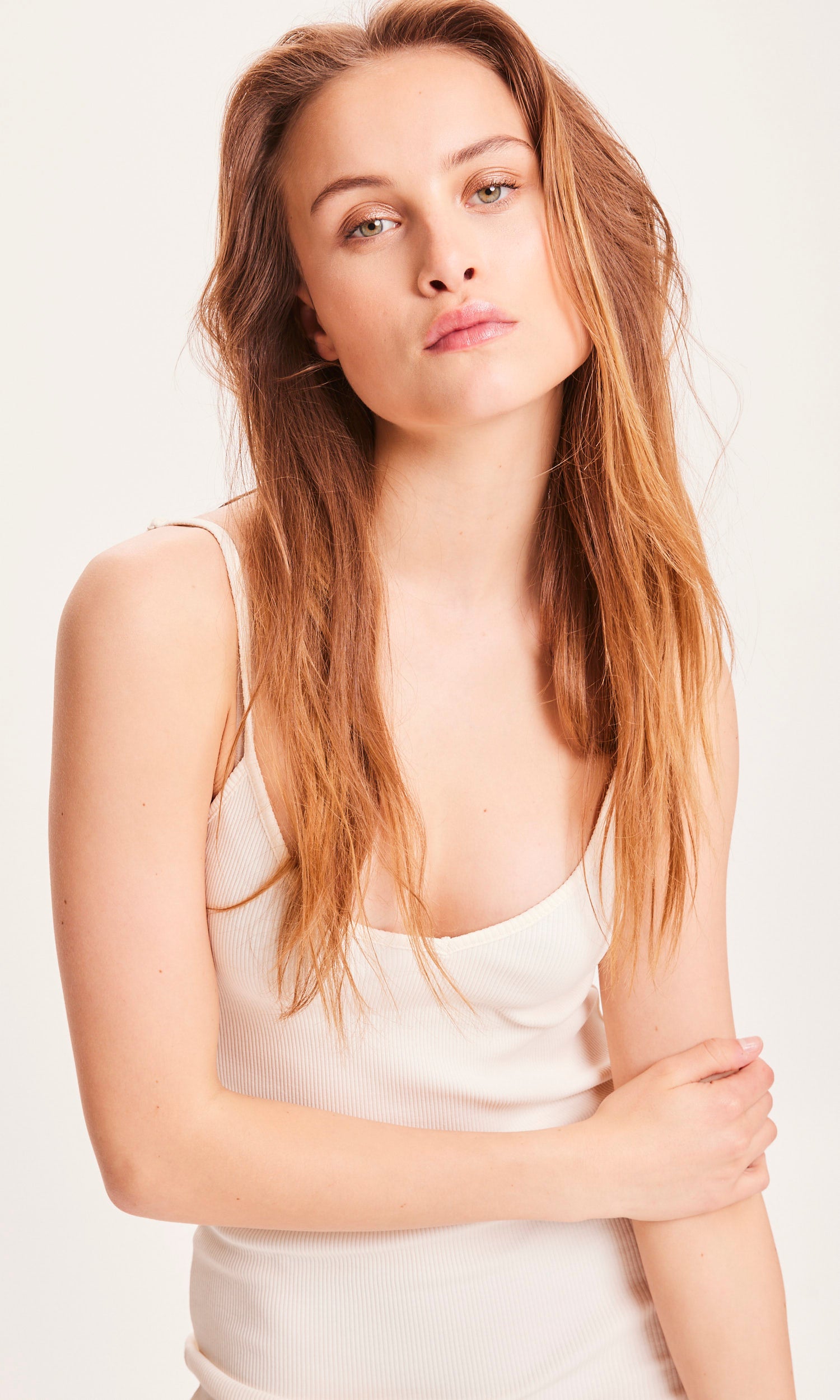 KnowledgeCotton Apparel CANNA Kleid mit gerippten Trägern – GOTS/Vegan Buttercreme