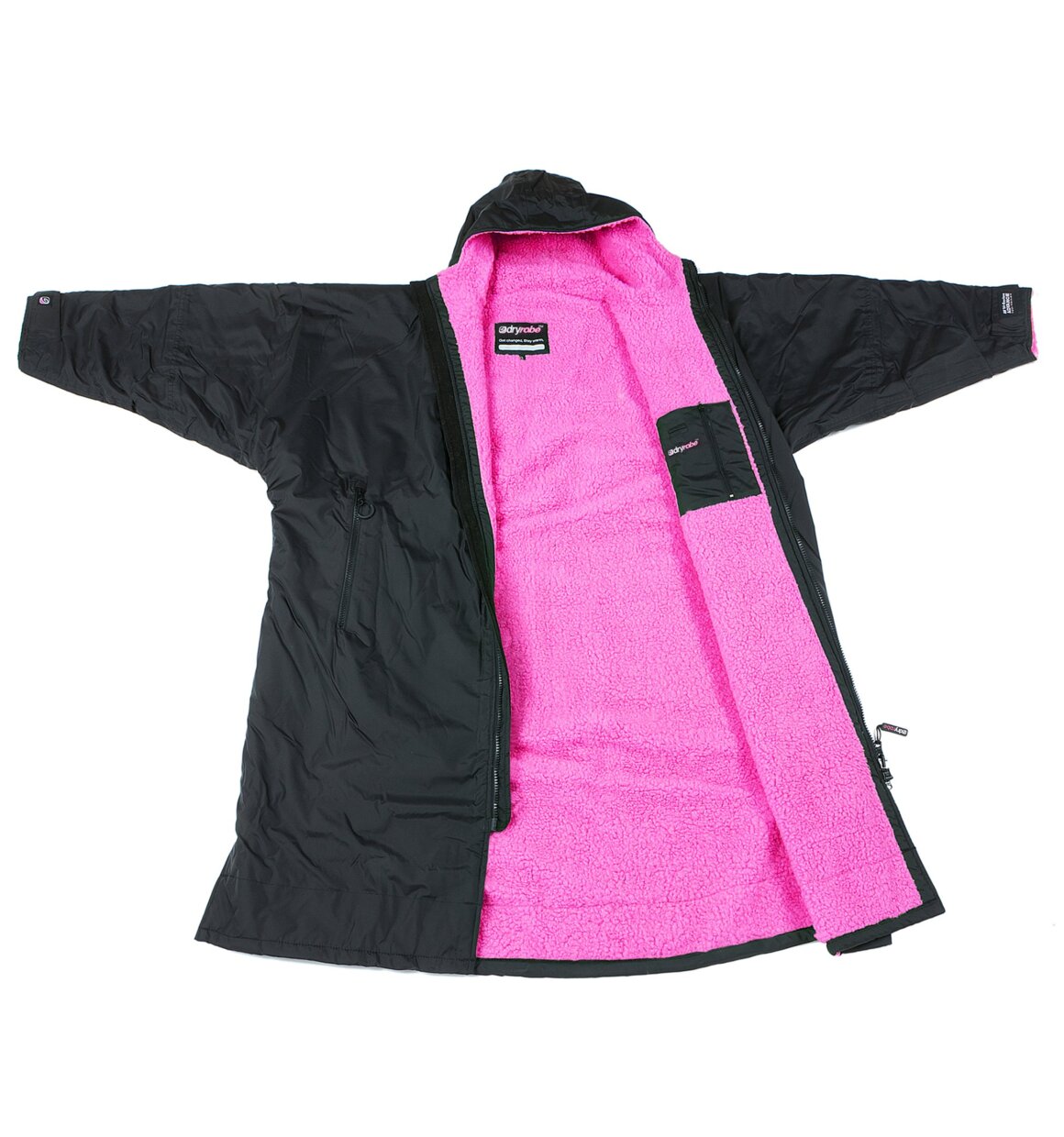 Dryrobe advance long sleeve poncho | adults | black/pink