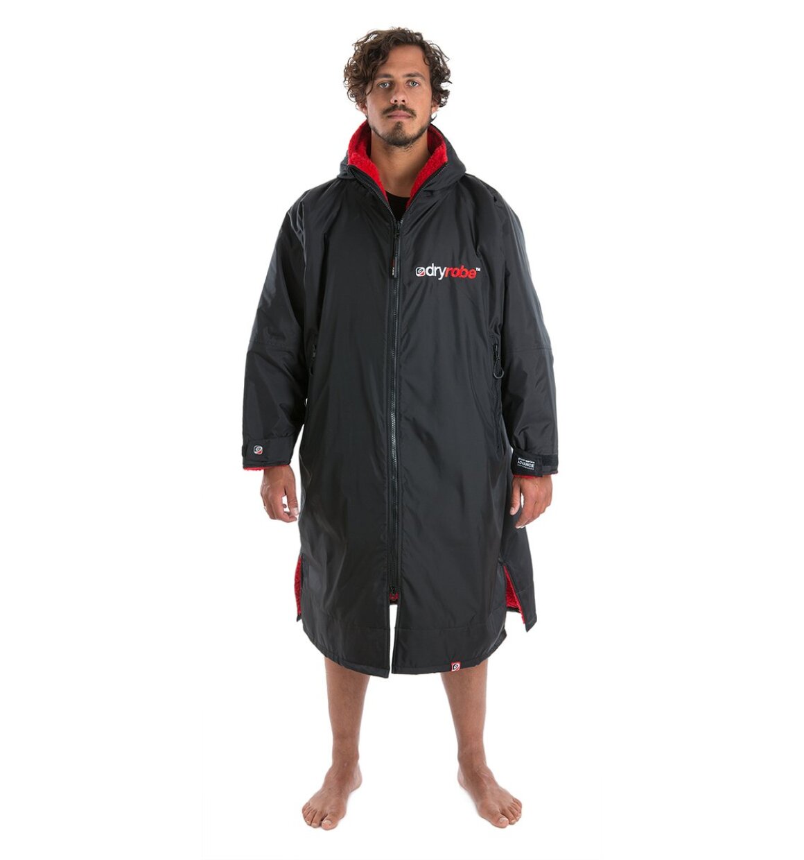 Dryrobe advance long sleeve poncho | adults | black/red