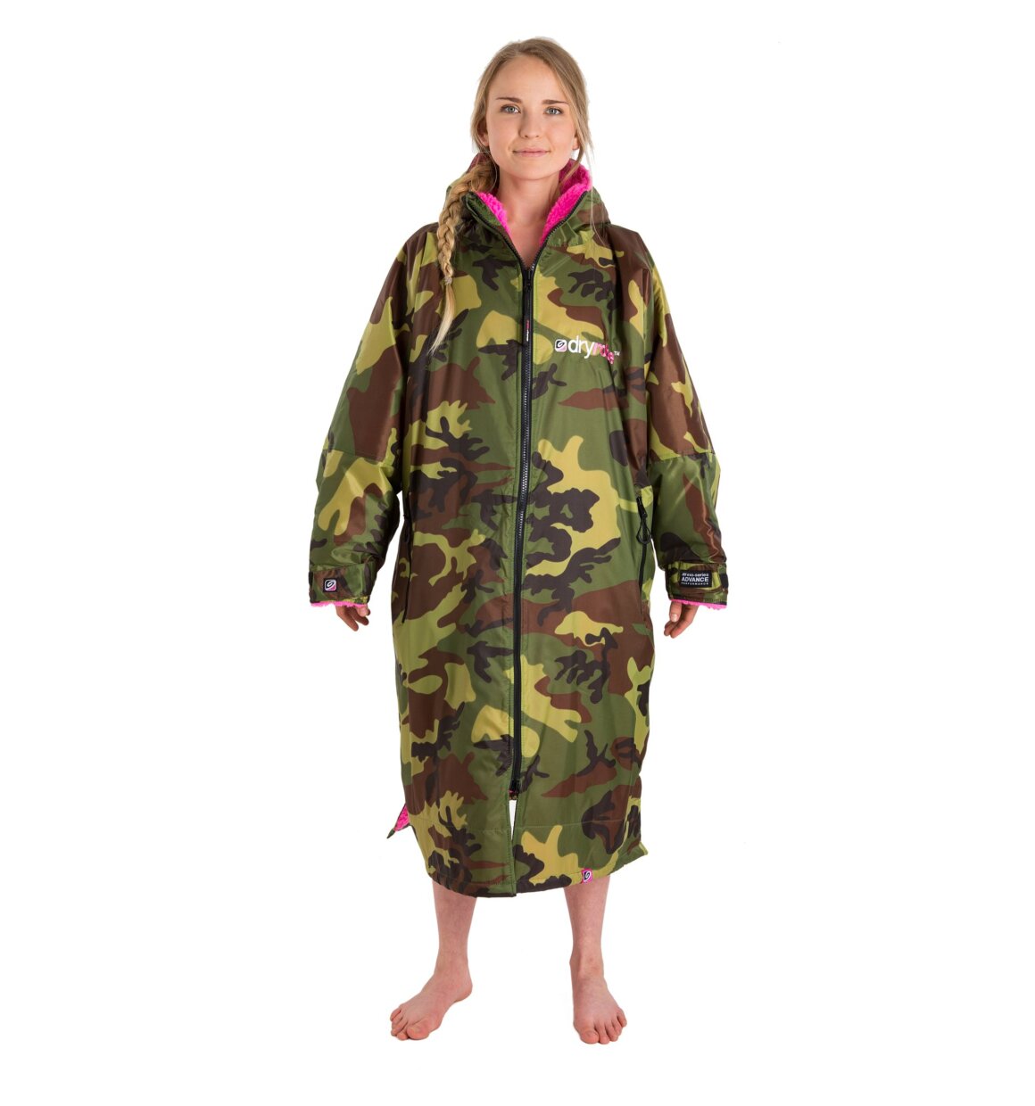 Dryrobe advance long sleeve poncho | adults | camo/pink