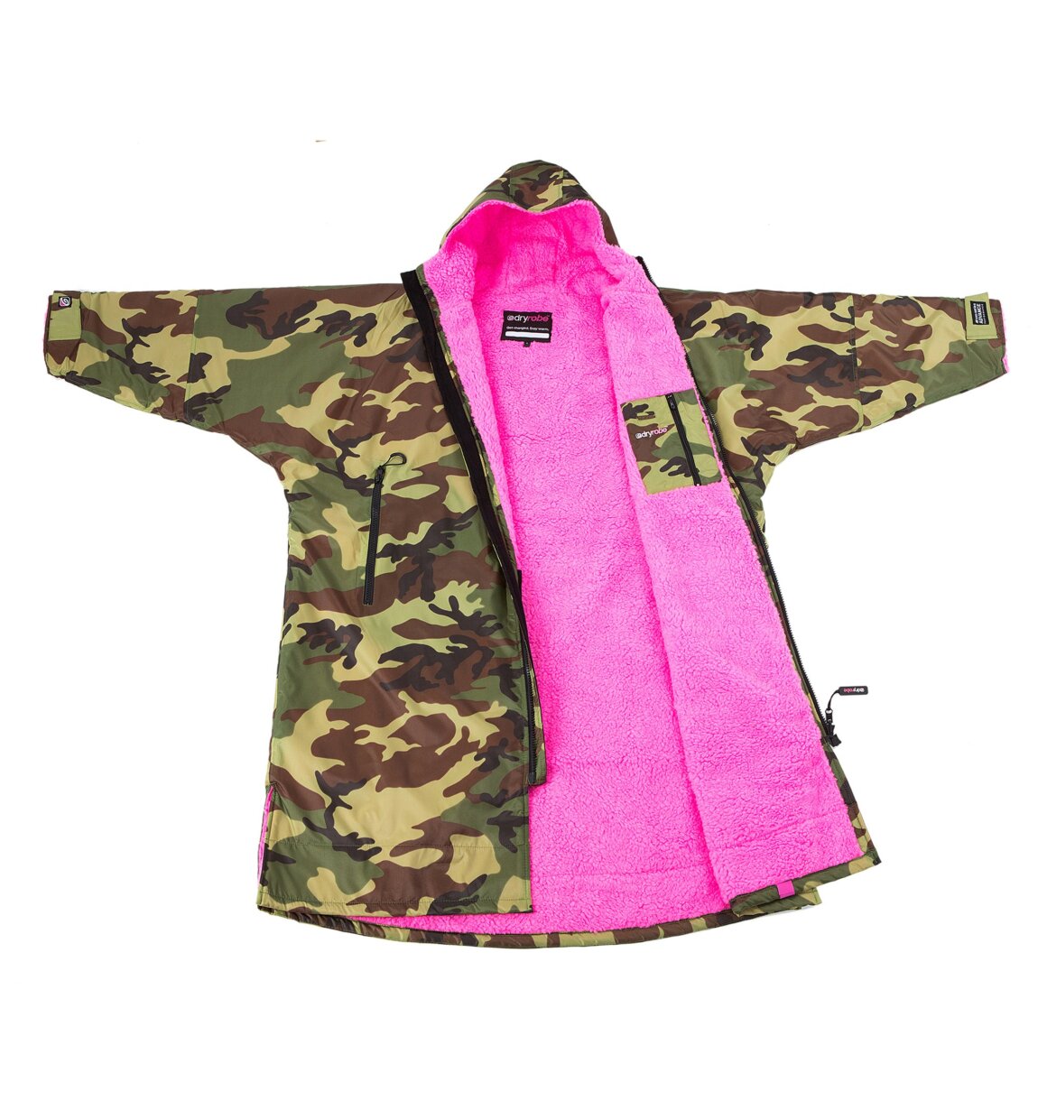 Dryrobe advance long sleeve poncho | adults | camo/pink